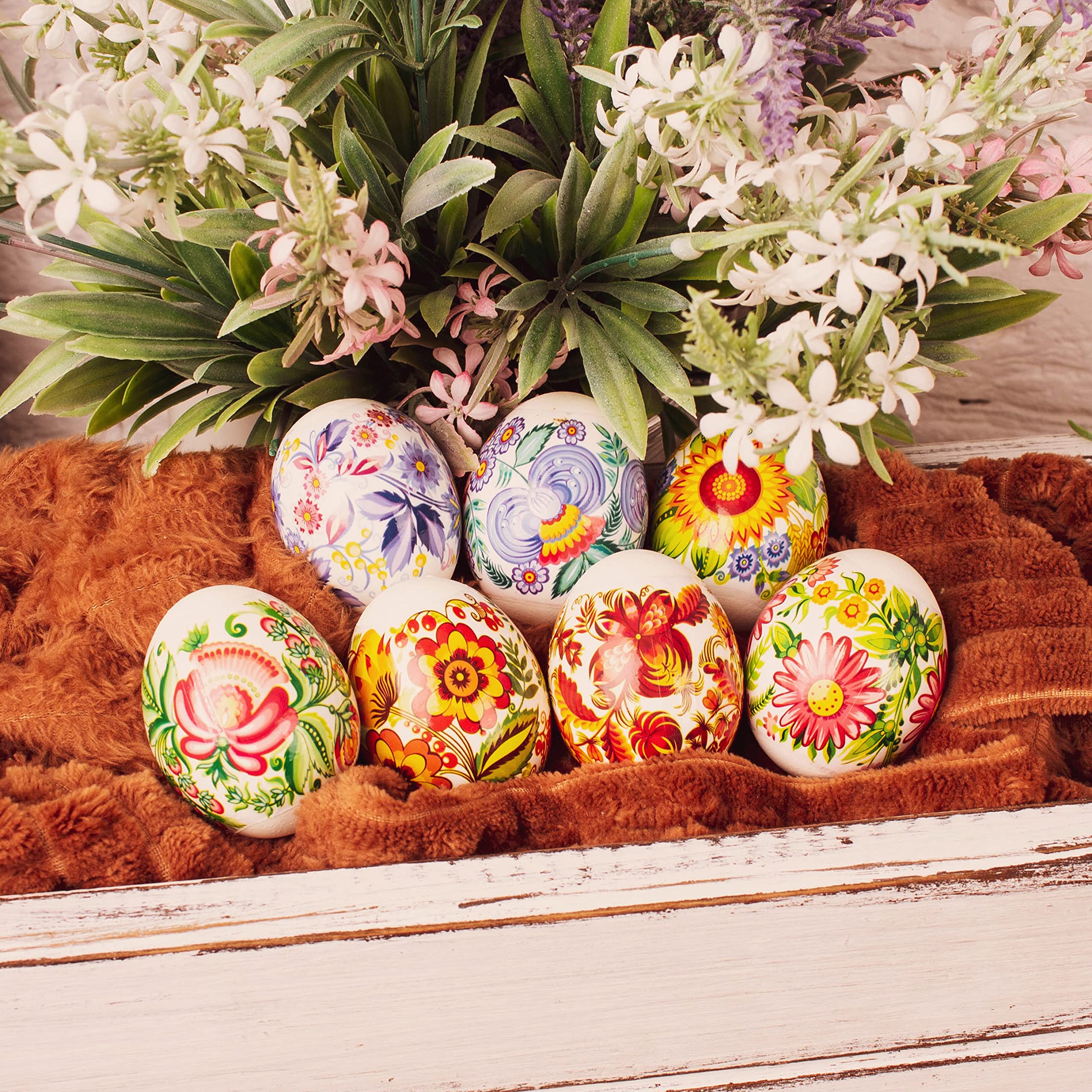 Caspari Papierservietten Mit Blumen-Eier-Design, 15 Stück – Dreilagig, In Deutschland Gedruckt