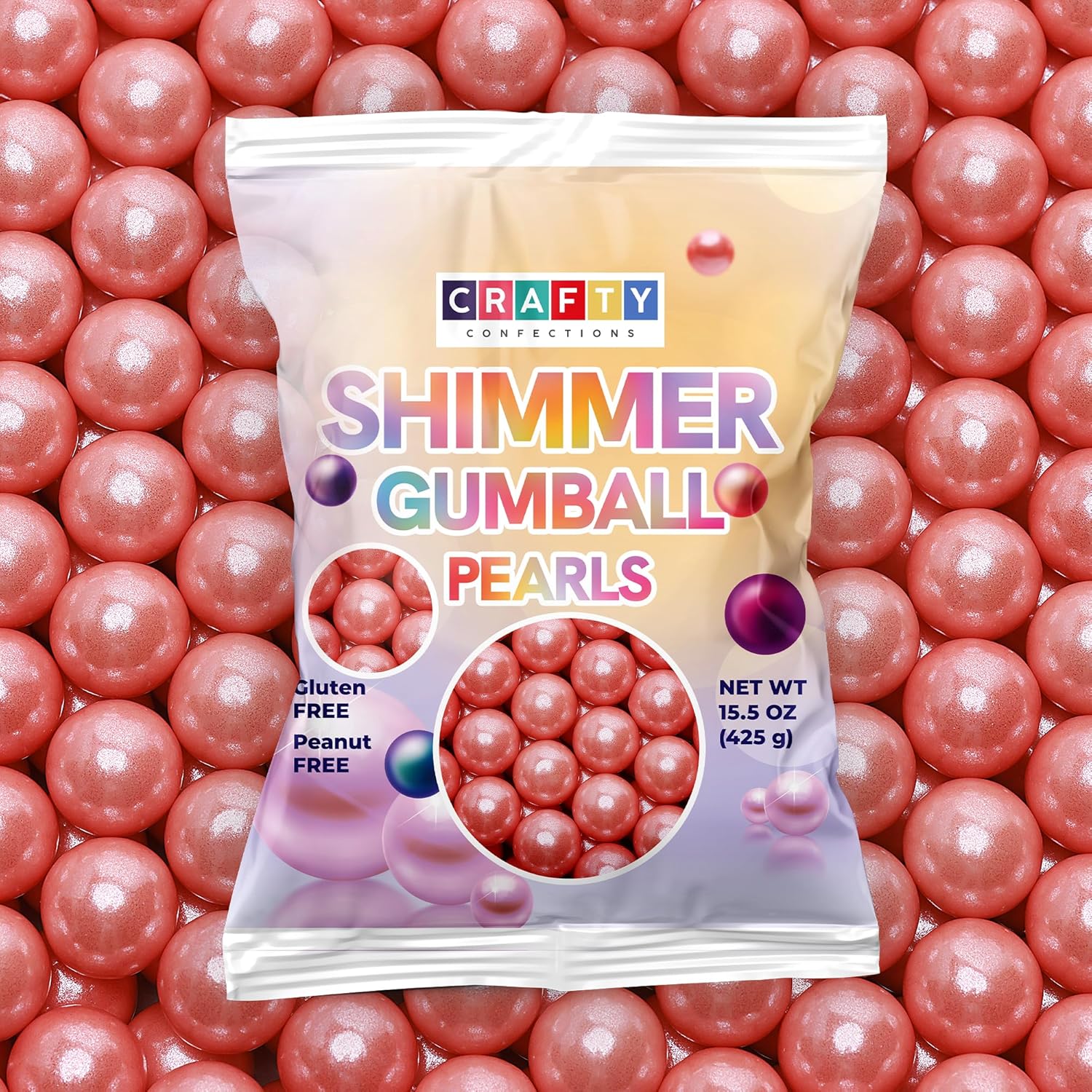 Chicle Shimmer Gumballs Crafty Confections - 14.89 oz - Envasado