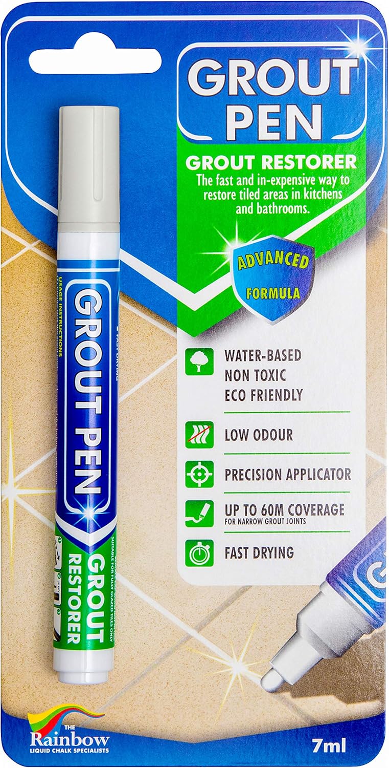 Grout Pen Tile Paint Marker: Waterproof Tile Grout Colorant and Sealer Pen - Winter Grey, Narrow 5mm Tip (7mL) : Everything Else