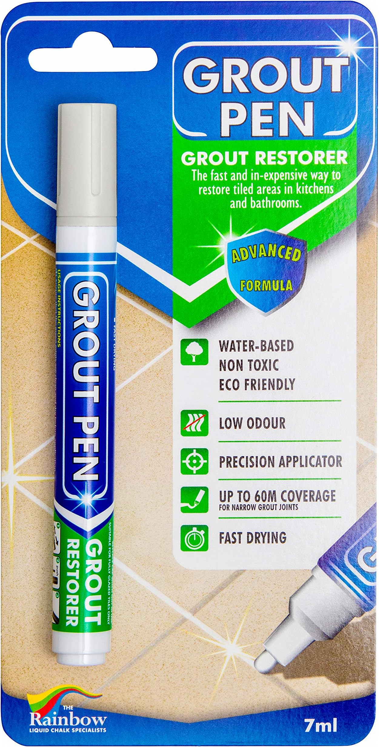 Grout Pen - Winter Grey - Restore The Look of Kitchen and Bathroom Tile Grout Lines Clean and Whiten Floor, Wall, Counter, Shower, Sink DIY Easy.