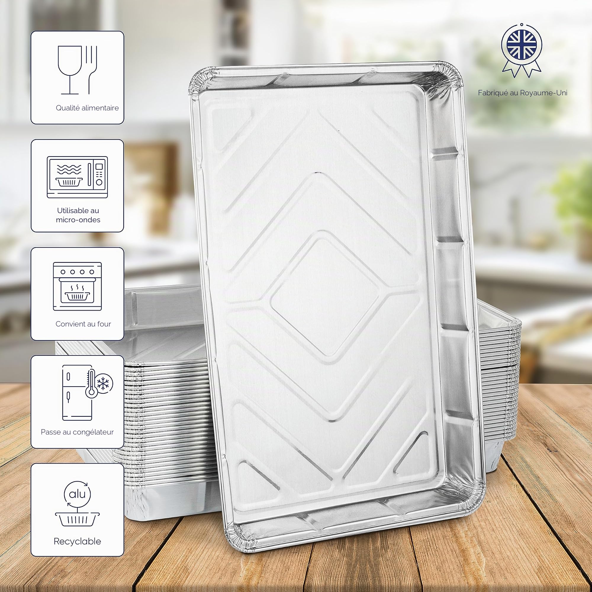 Coppice Barquettes Aluminium 32x20x3cm - Lot de 30 | Barquettes Jetables pour Cuisson, BBQ, Congélation, Four & Friteuse à air | Aluminium Alimentaire Recyclable et Réutilisable