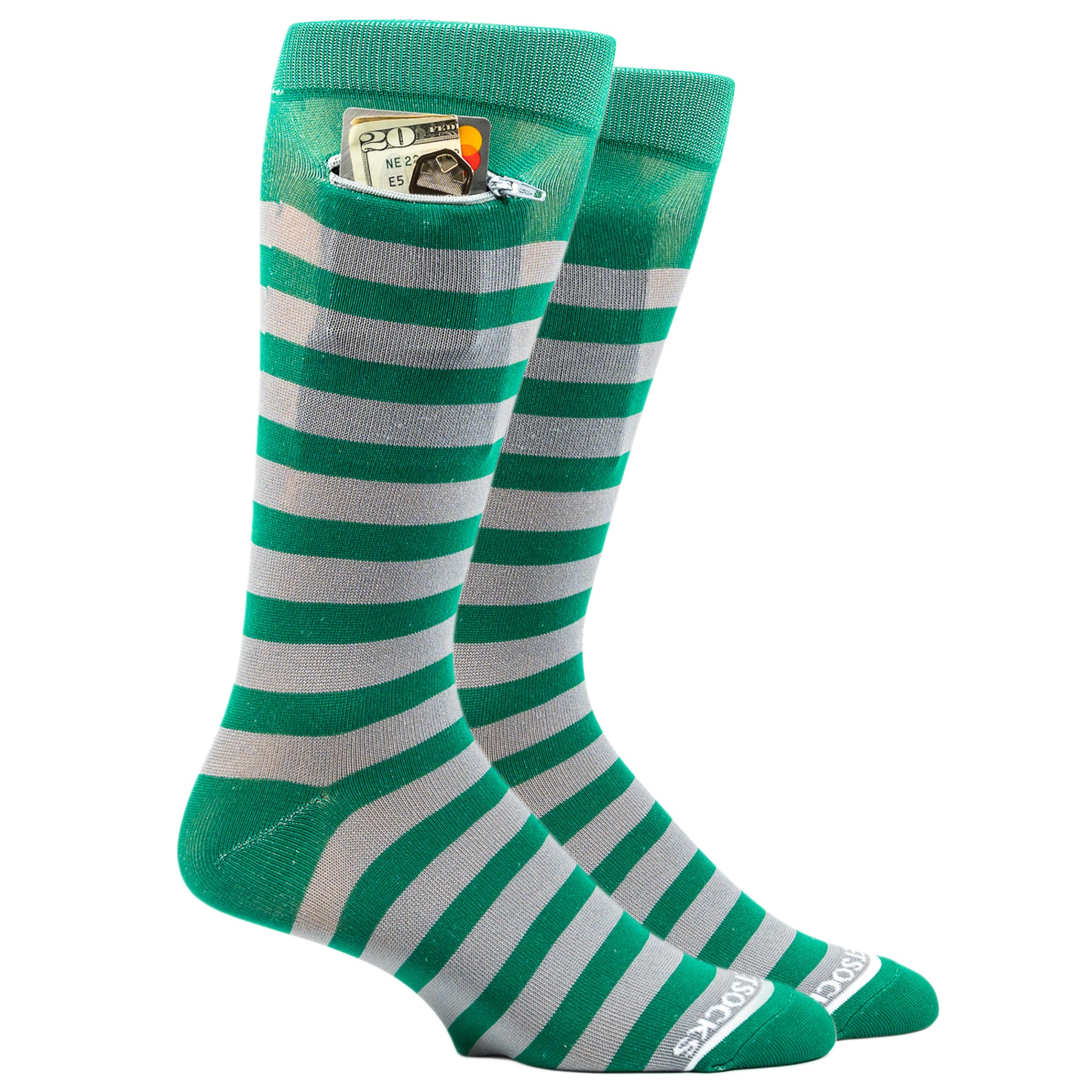 Pocket Socks Ultimate Sports Fan Socks with a Pocket - Anti Pickpocket Funny Socks for Men & Women w/Zipper Pocket