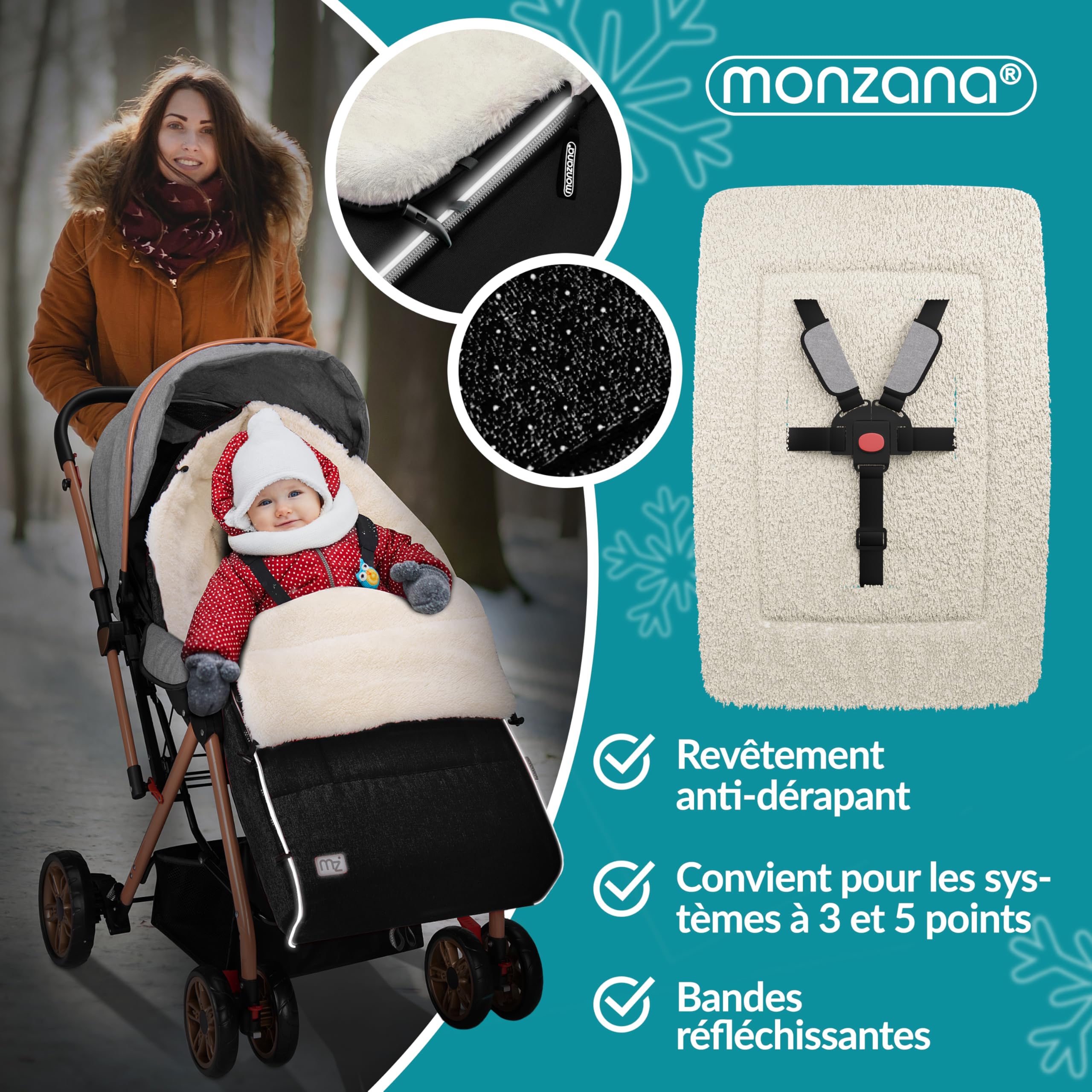 MONZANA® Réducteur de lit bébé Chancelière universelle pour poussette landeau ou siege auto Couverture bebe nid d'ange