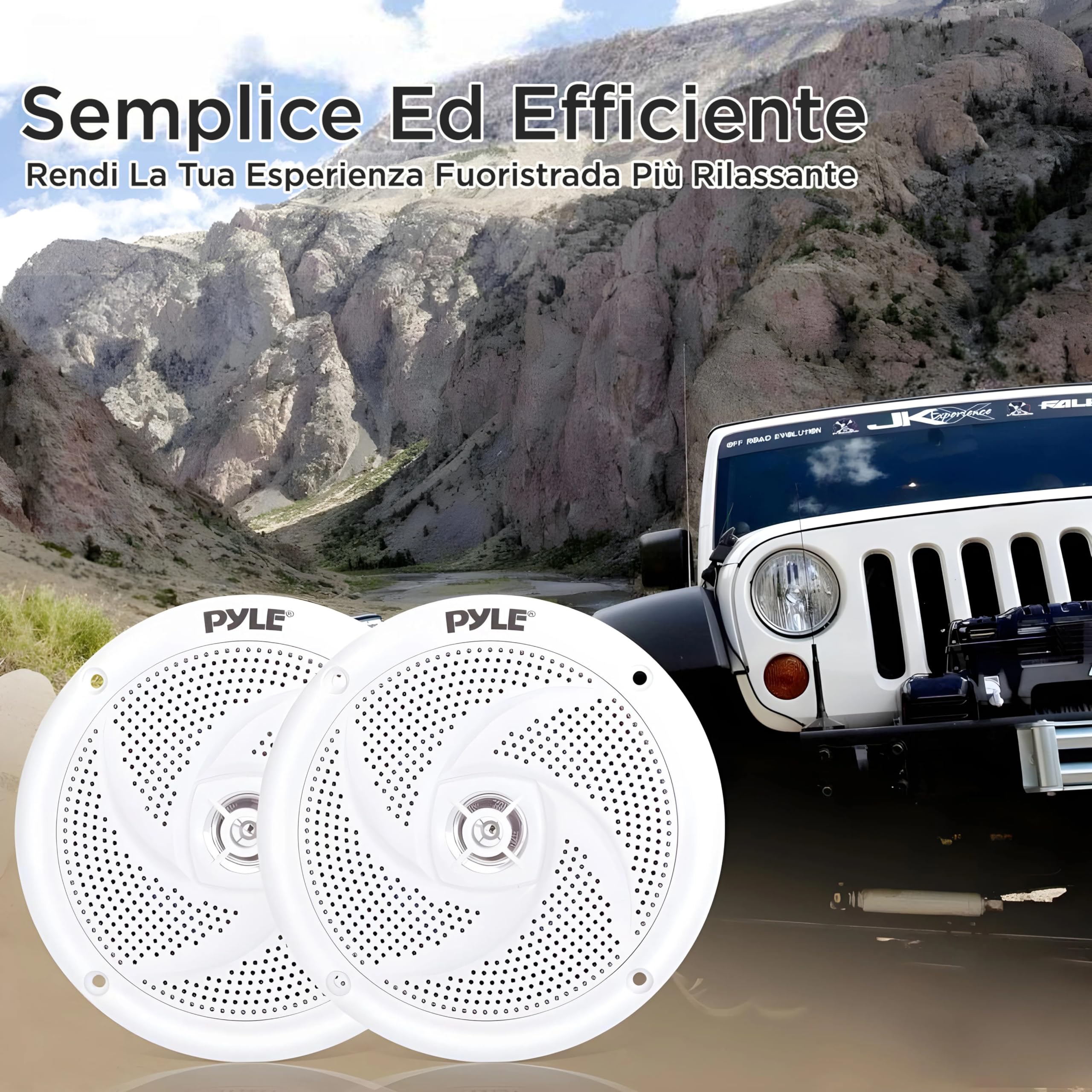 Pyle Altoparlanti Marini, Casse Audio 13,34 Centimetri, 2 Vie Impermeabili, Speaker con Potenza 180 Watt, Design a Profilo Basso, 1 Coppia, Bianco