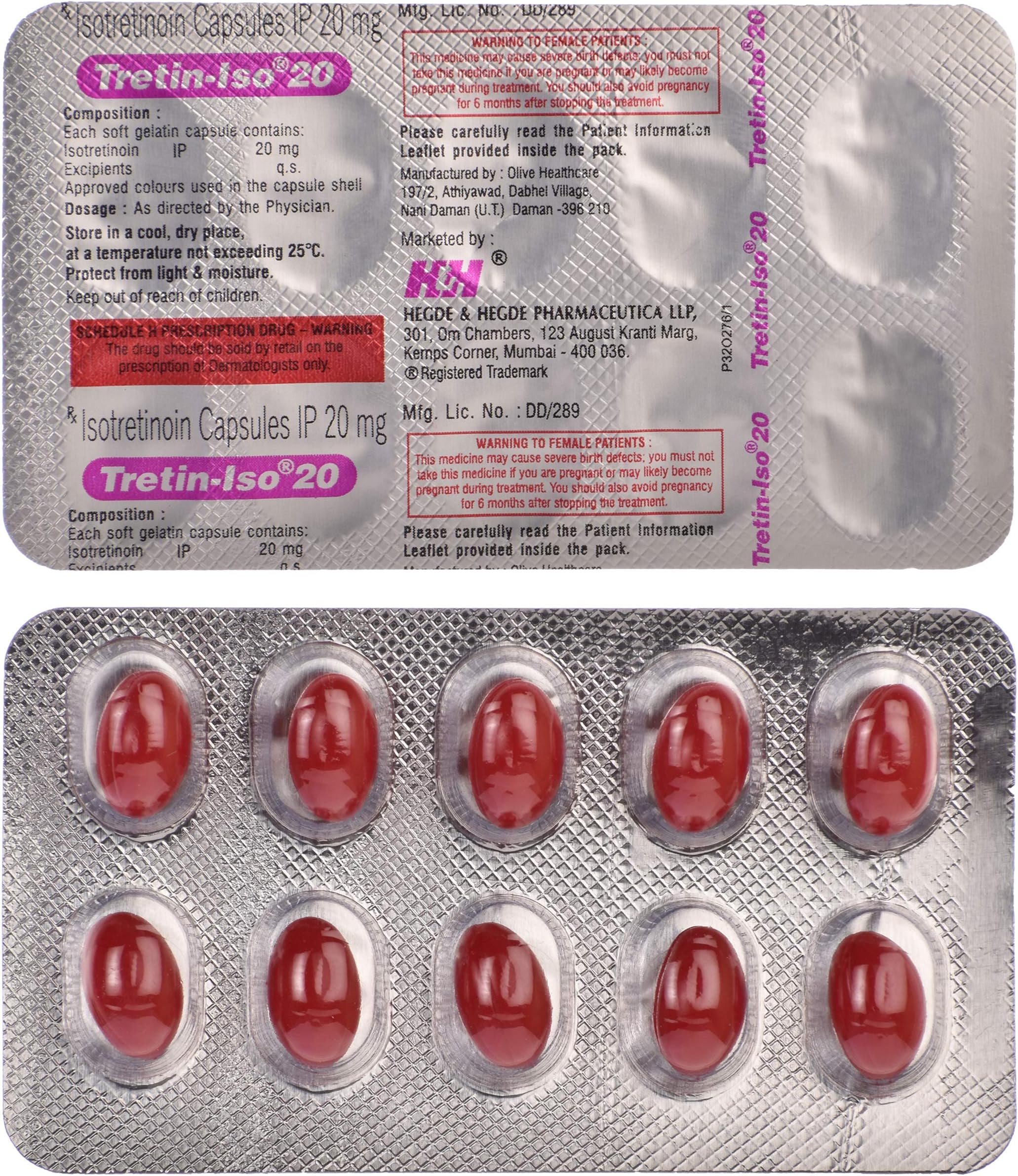 Tretin-Iso 20 - Strip of 10 Capsules
