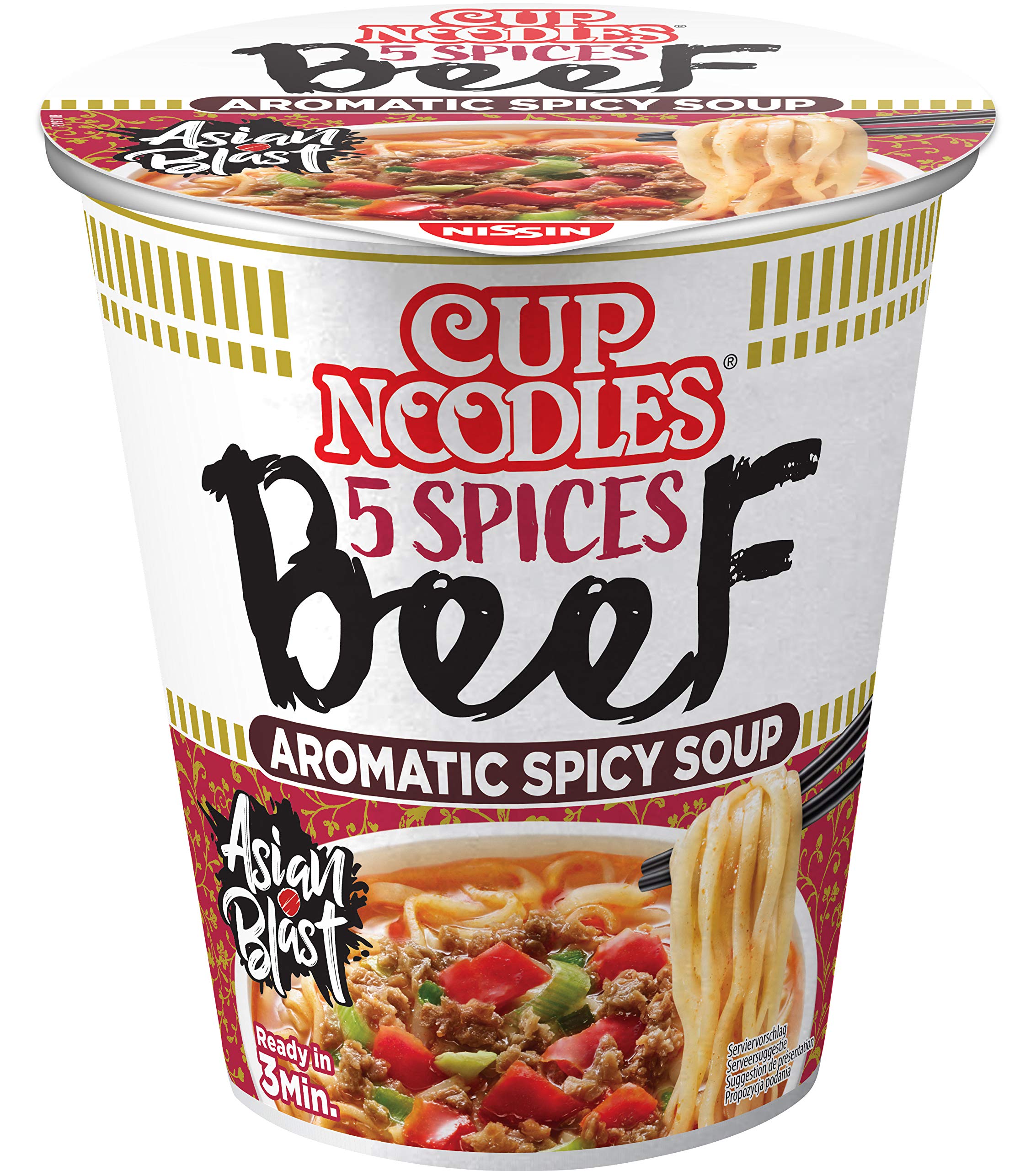 Nissin Cup Noodles vacuno, 4 unidades (4 x 64 g Taza)