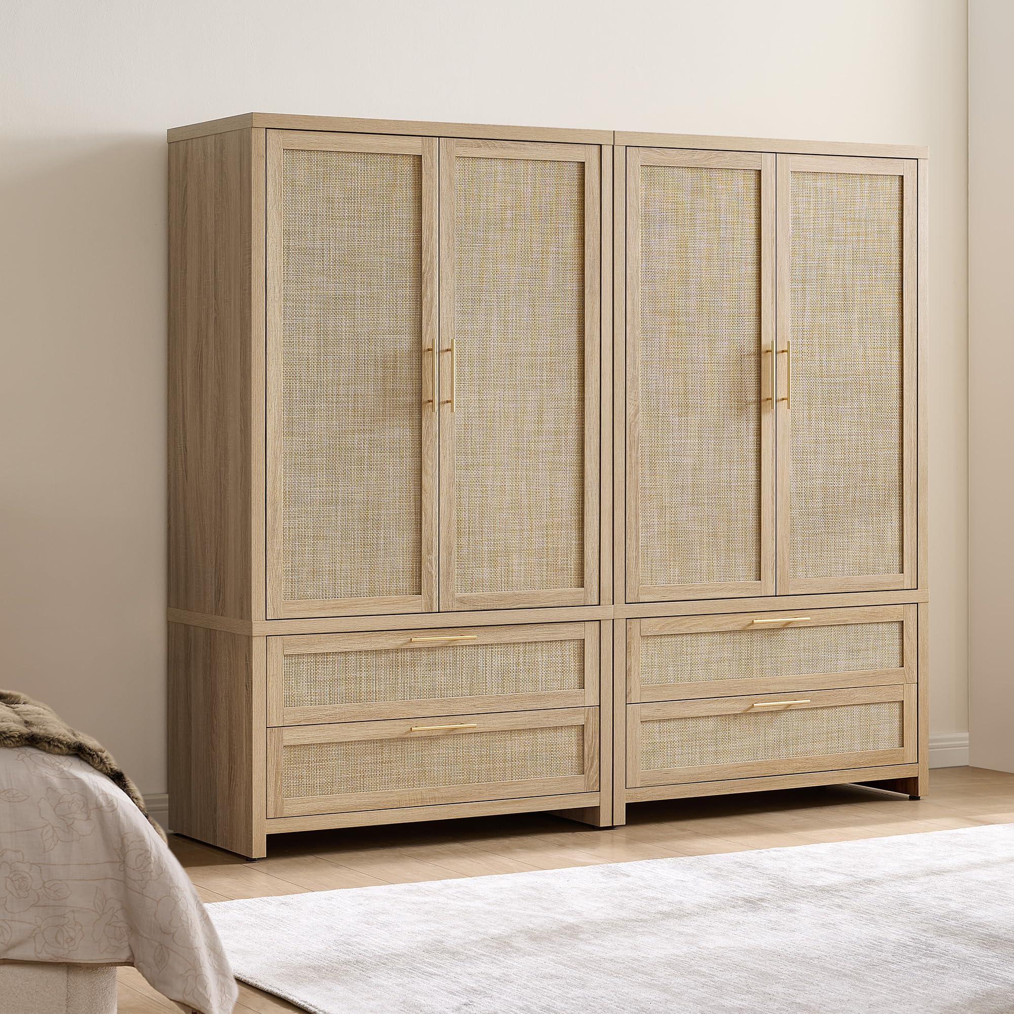 SICOTAS Rattan Freestanding Wardrobe