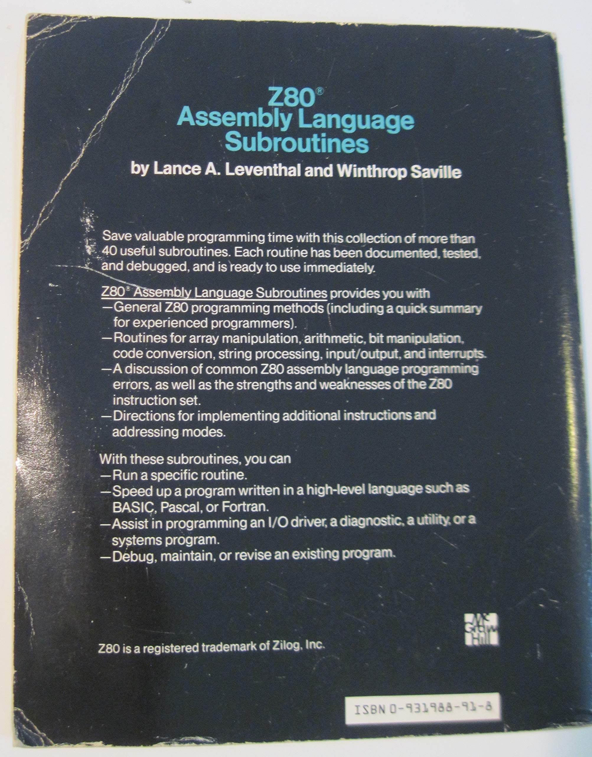 Z80 Assembly Language Subroutine