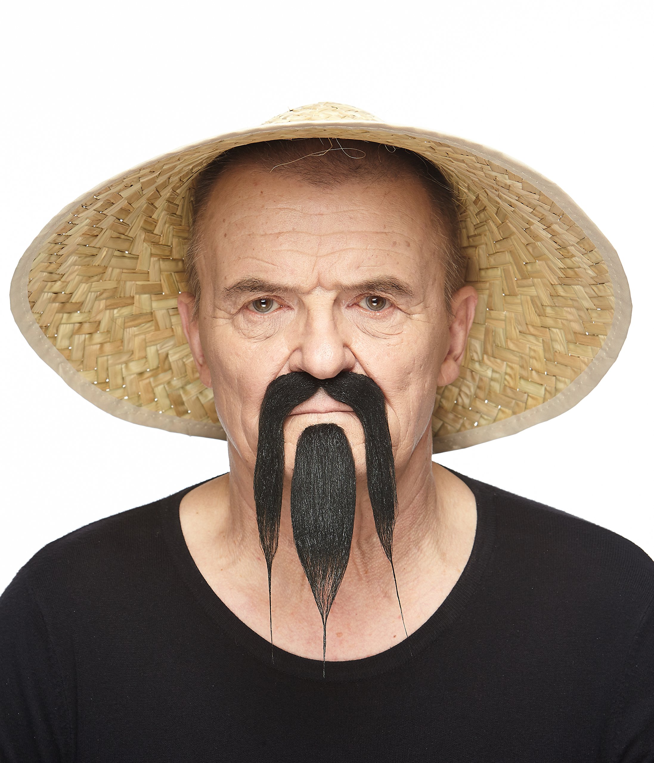 Selbstklebender Shaolin Bart & Schnurrbart – Fake Barthaar Für Kostüme, Schwarz, Wiederverwendbar