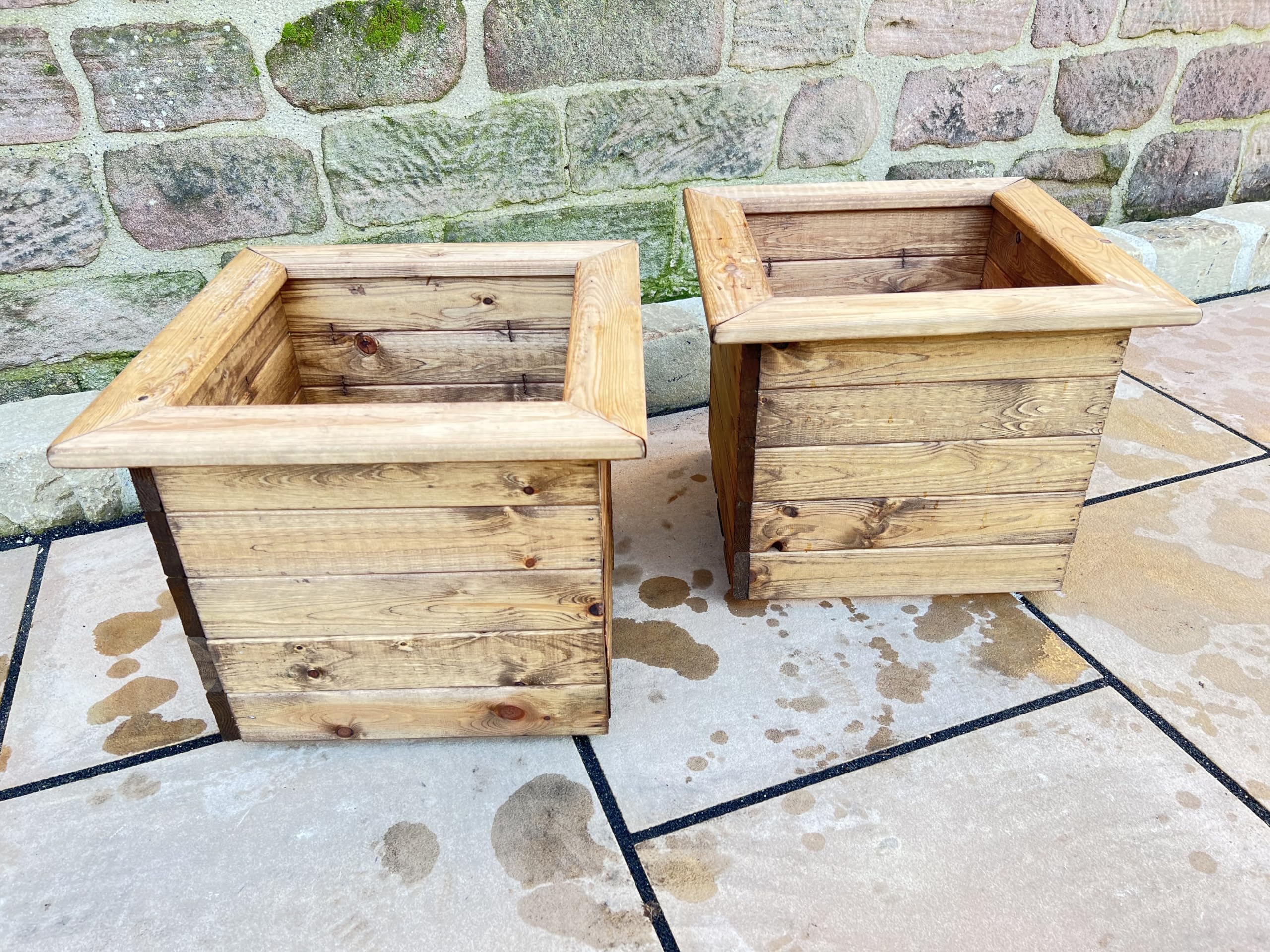 Charles Taylor 2pc Large Planter Set - Brown - Scandinavian Redwood - Fully Assembled - 47 Litre