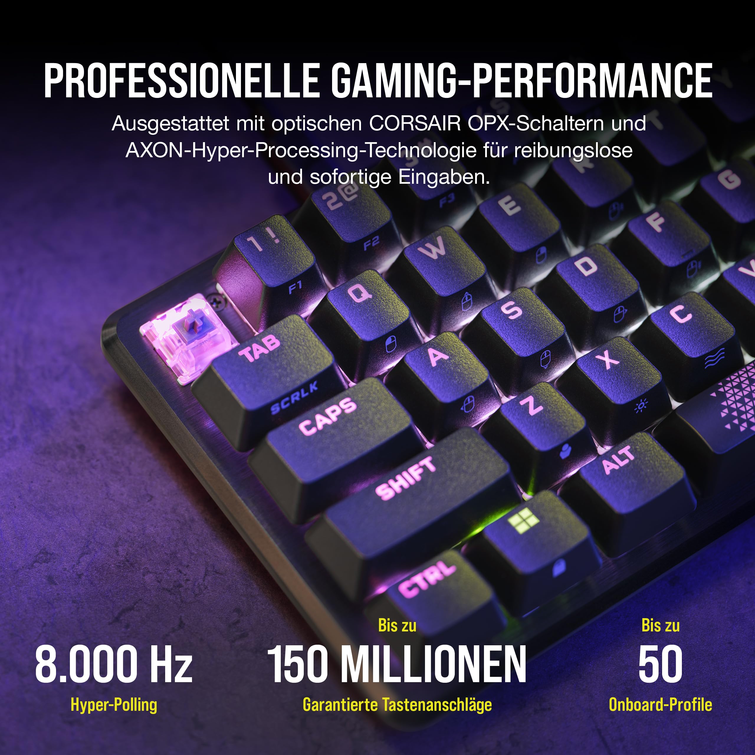 Corsair K65 PRO Mini RGB 65% Optisch Mechanische Gaming Tastatur - Schwarz | QWERTZ DE, OPX Schalter, PBT Double-Shot Keycaps, iCUE Kompatibel, PC, PS5, PS4, Xbox