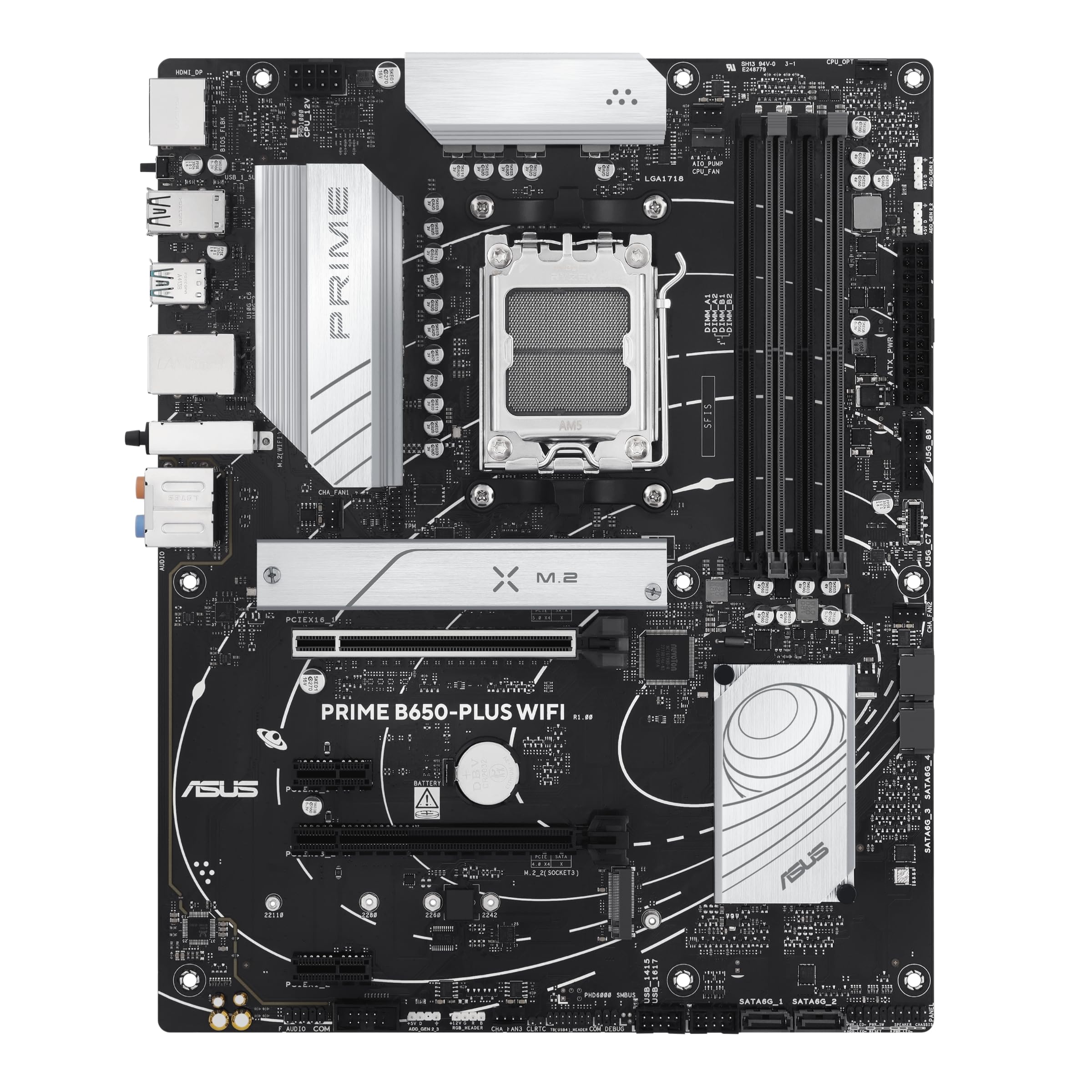 ASUS Prime B650-PLUS WiFi Gaming Mainboard Sockel AMD AM5 | ATX, DDR5, PCIe 5.0 M.2, WiFi 6E, DisplayPort, HDMI, SATA 6 Gbps, BIOS Flashback, Thunderbolt 4 Header, Aura Sync
