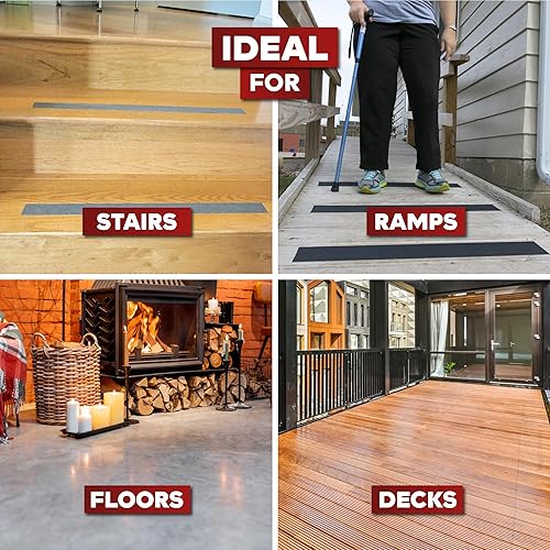 Miniatura 4 de XFasten Cinta antideslizante, color negro, 4 pulgadas x 60 pies, cinta de agarre antideslizante para escaleras, pasillos, cinta antideslizante de
