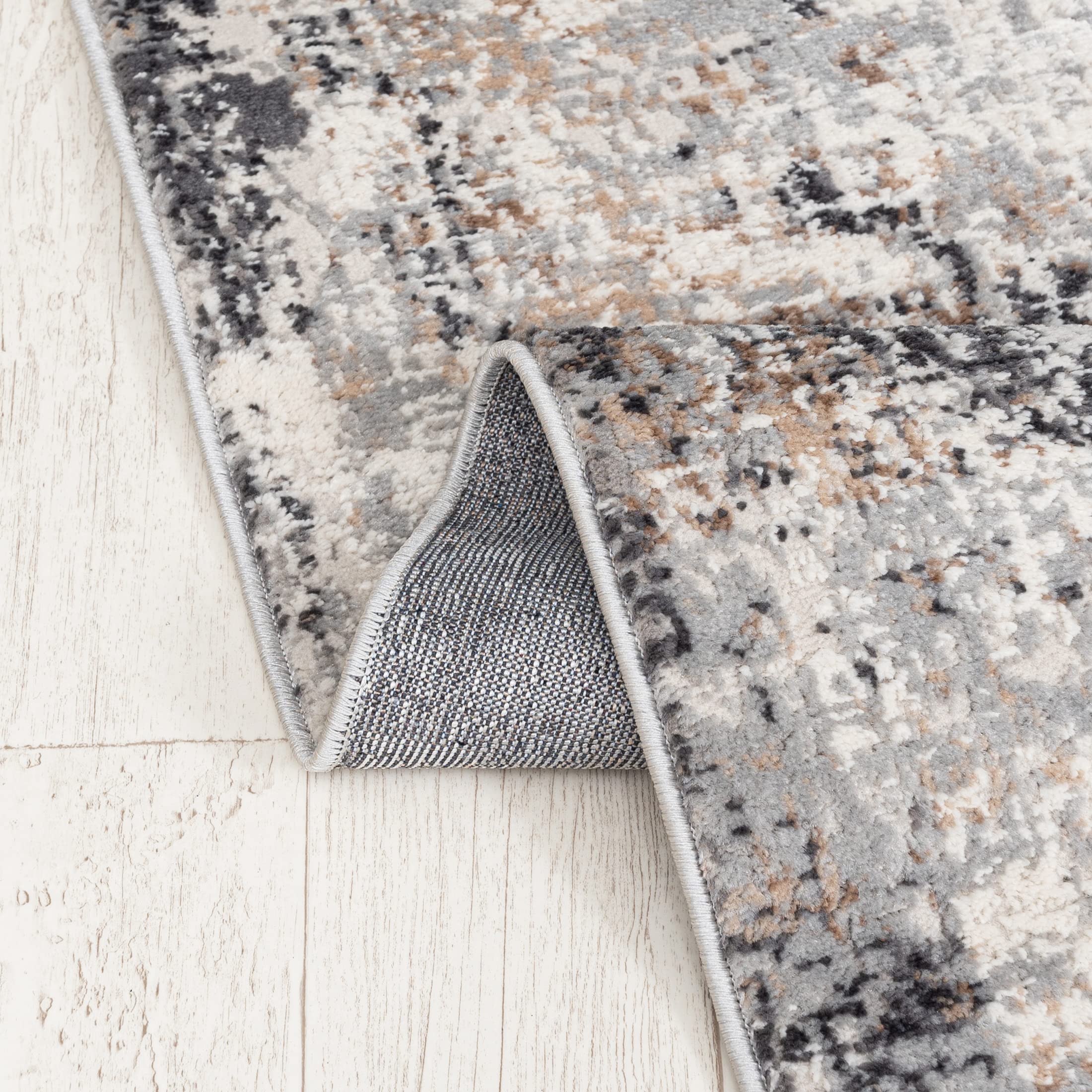 Mazovia Teppichläufer Portland - Kurzflor Teppich Für Flur, Schlafzimmer, Küche, 60x150 Cm In Grau/Beige