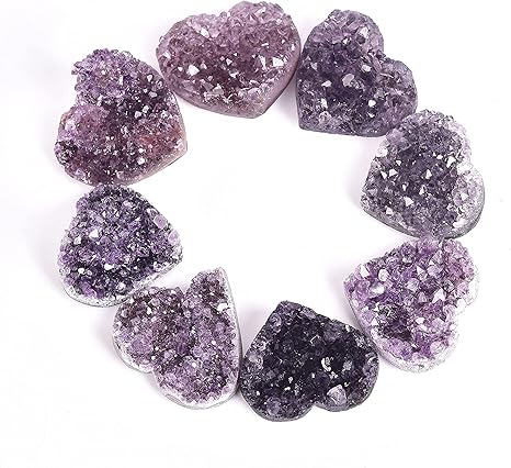 Amazon Co Jp 廈石の屋 ハート形アメジストクラスター3 5 紫水晶原石1個入り 2月誕生石 母の日誕生日プレゼント インテリア置物 開運浄化風水パワーストーン ヒーリングストーン パープル水晶クラスター Diyグッズ ホーム キッチン