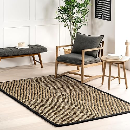 nuLOOM Meara - Alfombra geométrica a rayas de hierba marina, 2 pies 6 pulgadas x 8 pies, color negro