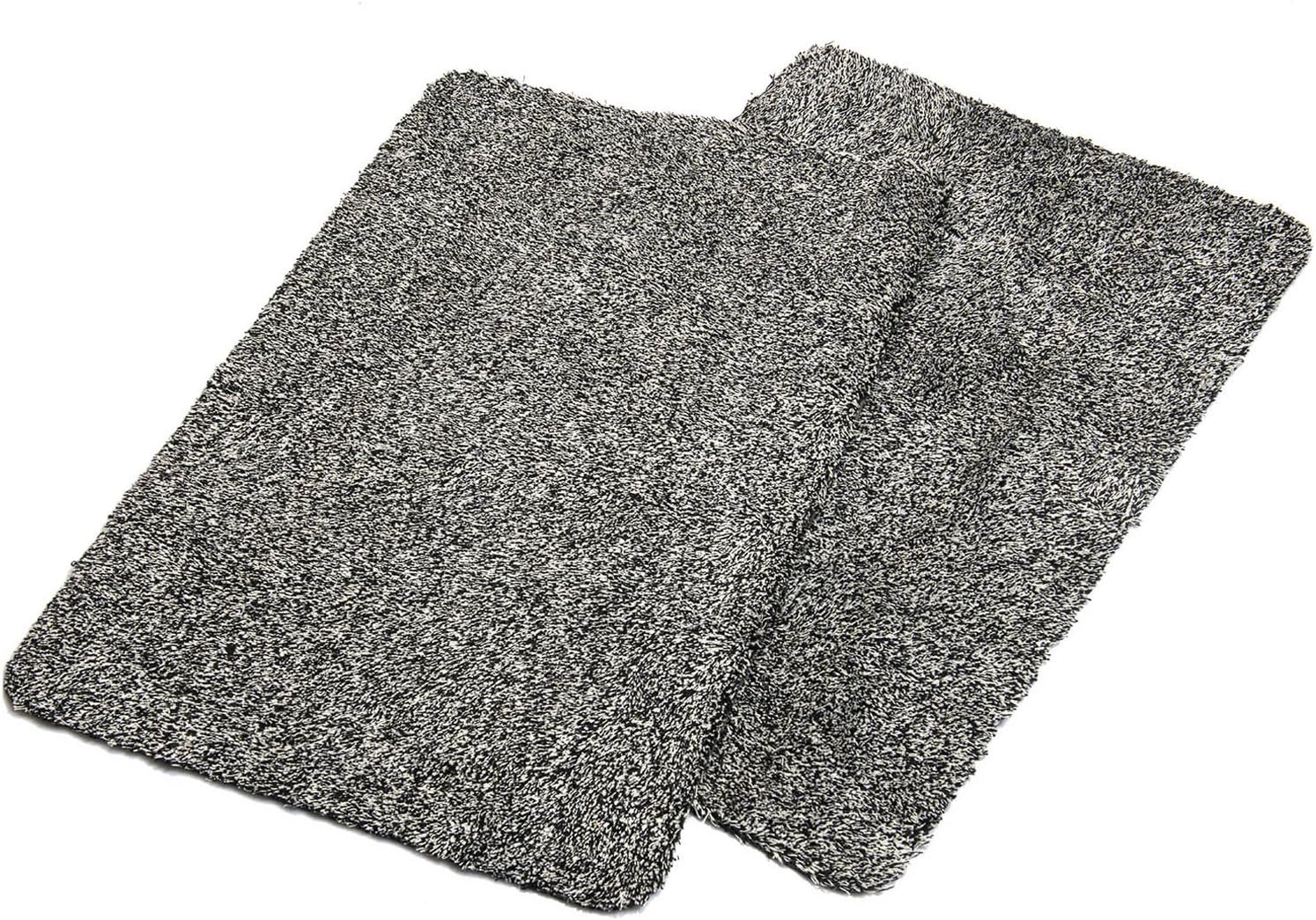 Clean & Tidy Indoor Doormat Twin Pack - Super Absorbent Door Mats - Latex Backing Non Slip Door Mats - Entrance Rugs 18”x28” Machine Washable 2 Black Doormats