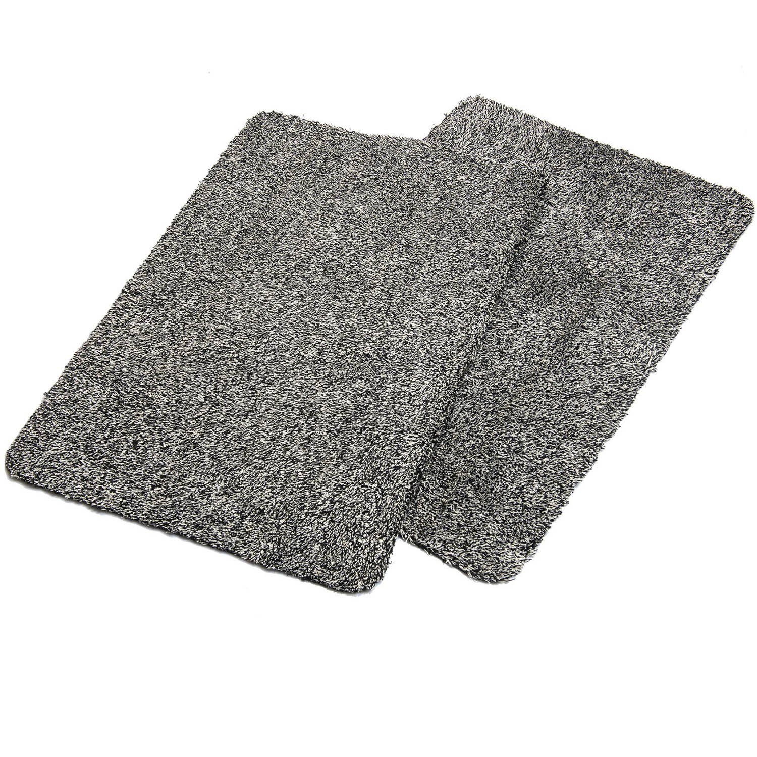 Clean & Tidy Indoor Doormat Twin Pack - Super Absorbent Door Mats - Latex Backing Non Slip Door Mats - Entrance Rugs 18”x28” Machine Washable 2 Black Doormats