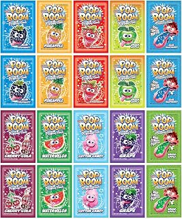 Pop Boom Popping Rocks Candy - Variety Pack of 20 - Ten Different Flavors (0.33 oz each)