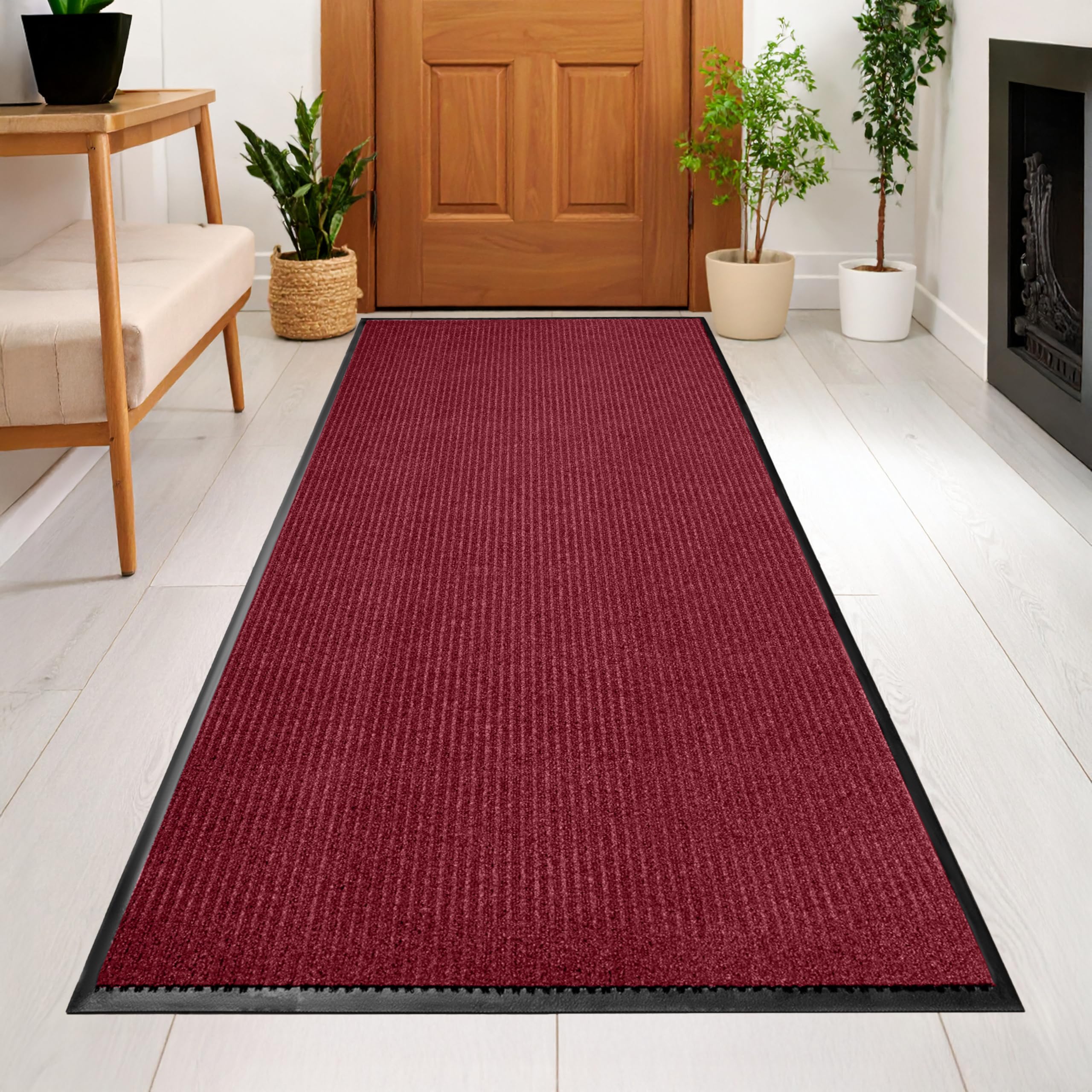 MaxMat® Extra Large Commercial Door Mat, Rubber Border Heavy Duty Door Mat, Waterproof, Low-Profile, Easy to Clean, Rubber Entry Mat. (Red, 4 x 8 Feet)