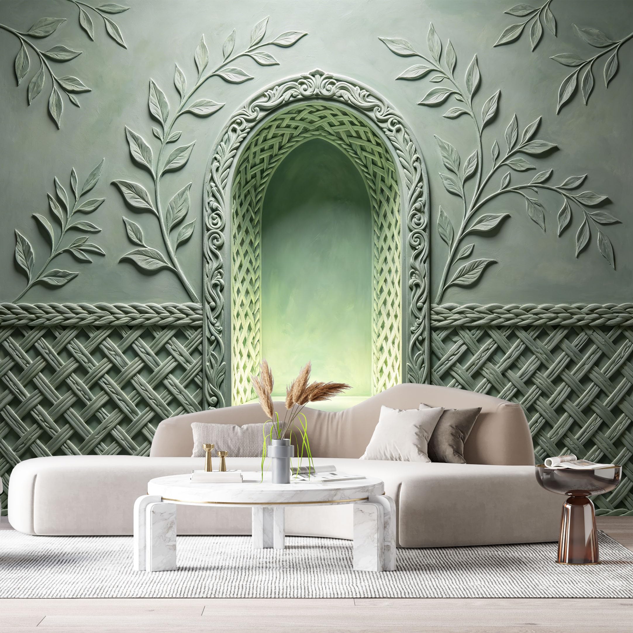 Custom Size Wall Murals Neoclassical Monochrome Textured Geometric 3D Trompe L'Oeil SelfAdhesiveWall Fabric Removable Wallpaper Wall Decor for Living Room Bedroom Bathroom