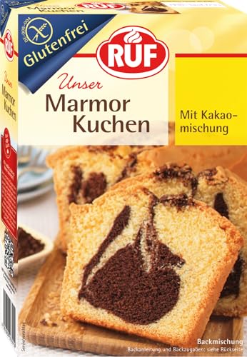 RUF Glutenfreier Marmorkuchen, Glutenfreier Kuchen, heller Rührteig und Kakao-Mischung, extra locker, Zöliakie geeignet,vegan