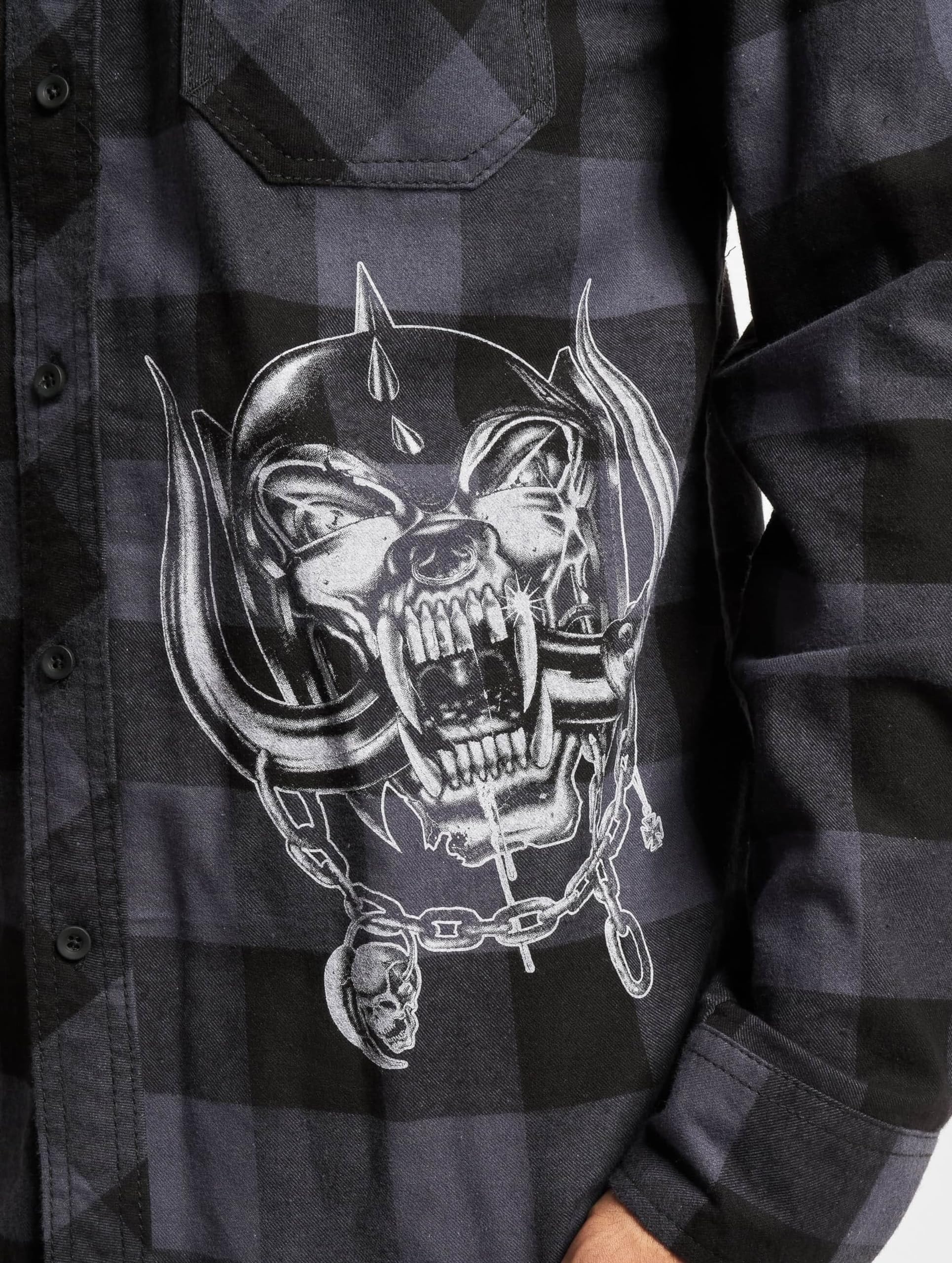 Motörhead Brandit Bastards - Checkshirt Hombre Manga Larga Negro/Gris 100% algodón Regular