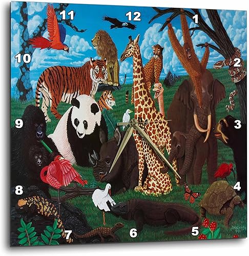 Miniatura 1 de Reloj de pared 3dRose LLC Zoo Animales, 10.0 x 10.0 in