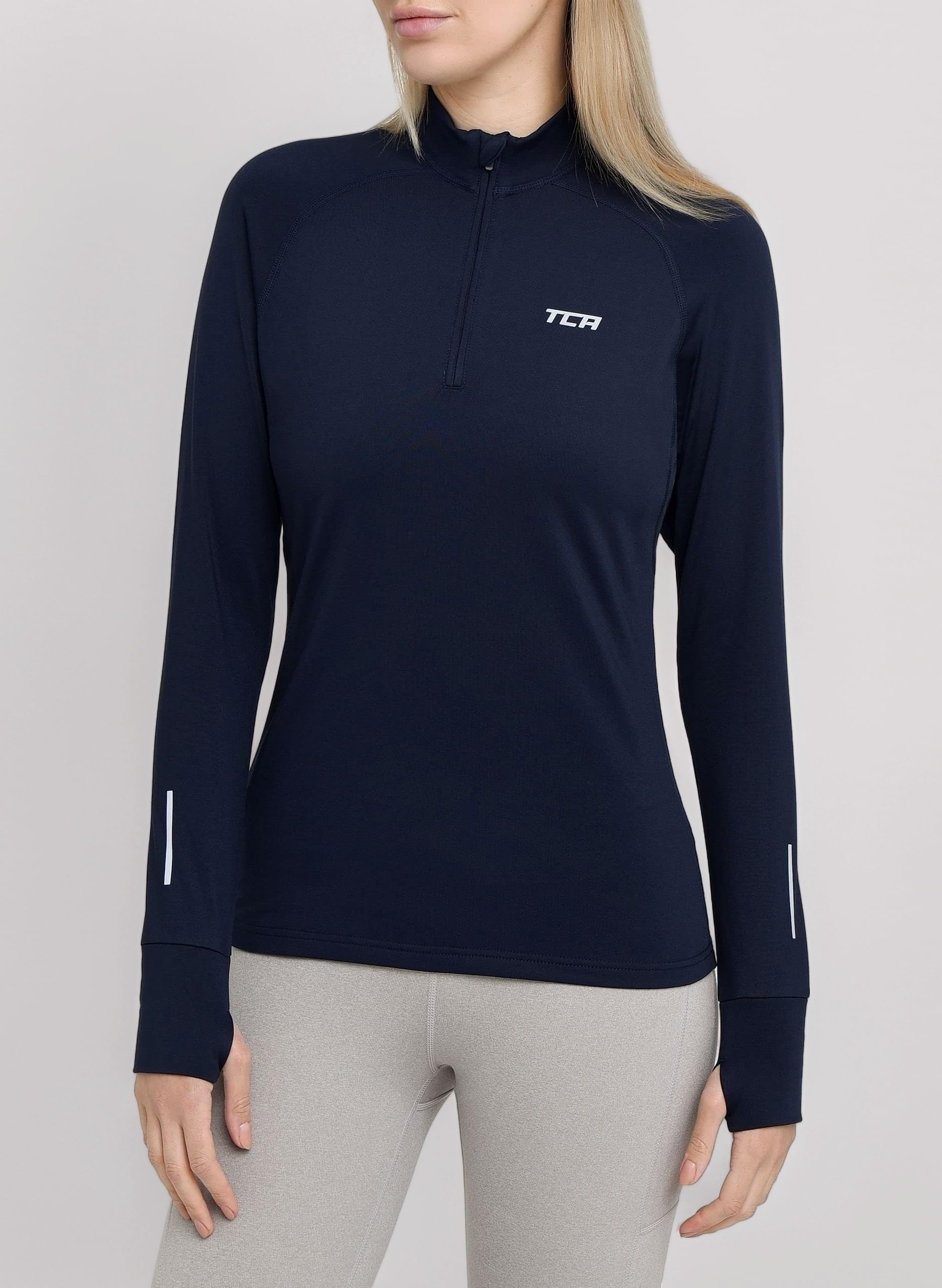 TCA Women's Winter Run Half-Zip Long Sleeve Running Reflective Training Workout Outdoor Athletic Top