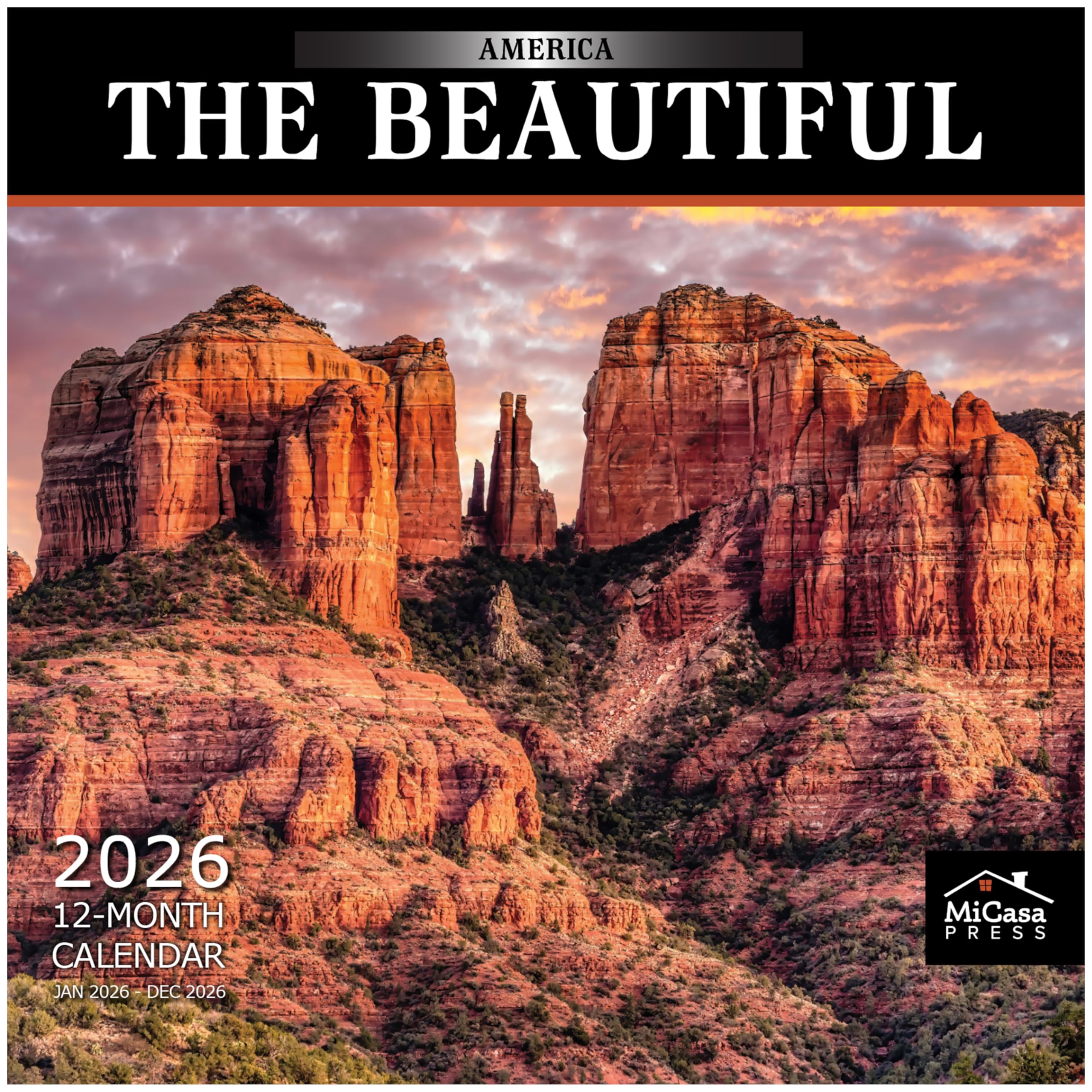 MICASA PRESS America the Beautiful 2026 Wall Calendar 12 Month | 12" x 24" Open | Thick &amp; Sturdy Paper | Giftable | Nature Travel Calendar 2026