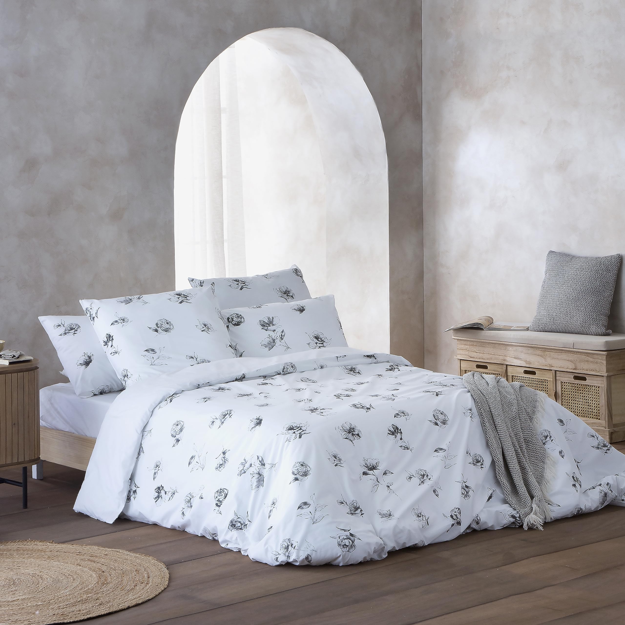 Funda nórdica Tulipa Cama 120 cm - 200x200 cm, algodón 200 Hilos. Cierre con Botones.