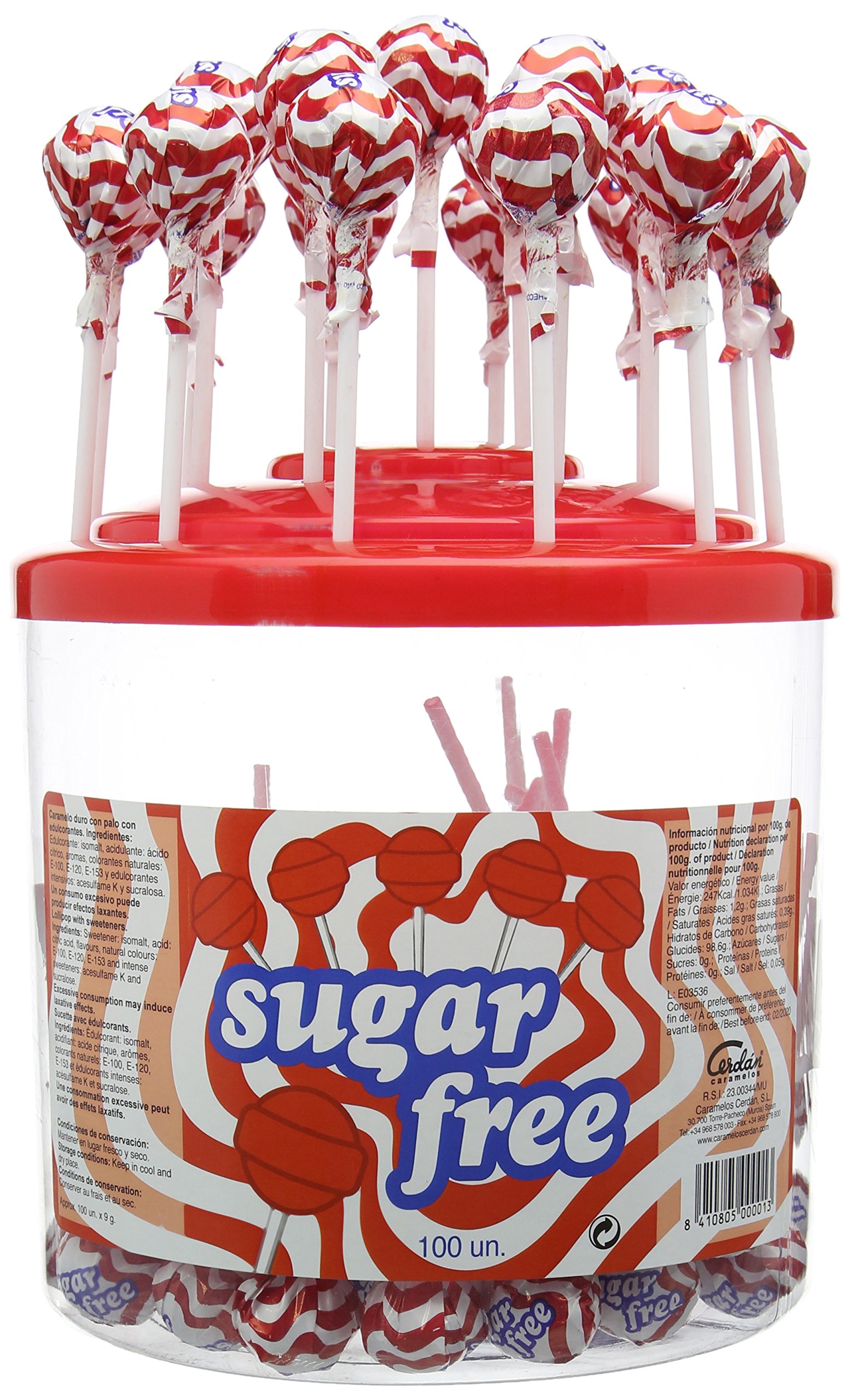 Caramelos Sugar Free Round Ball Lollies, 100-Count