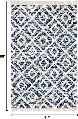 Miniatura 2 de Unique Loom Hygge Shag Collection - Alfombra rectangular de 5 pies 1 pulgada x 8 pies, color azul y beige