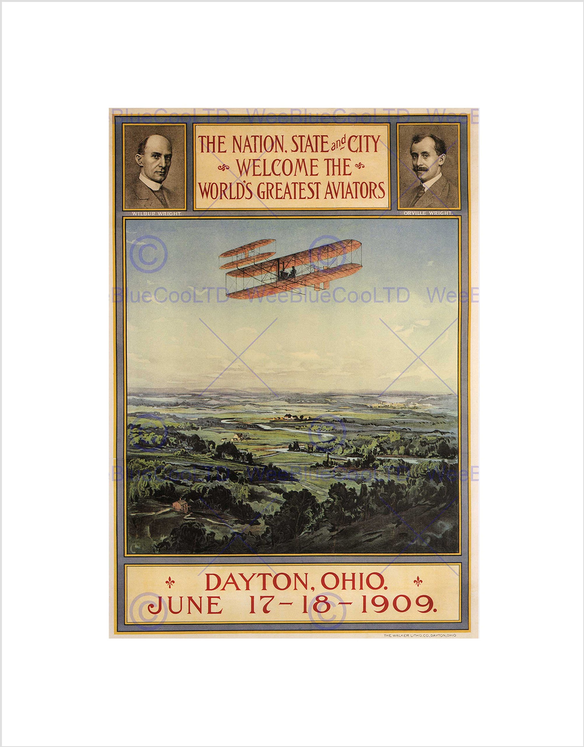 Wee Blue Coo Aviation Aeroplane Airplane Dayton Ohio Vintage Ad Wall Art Print