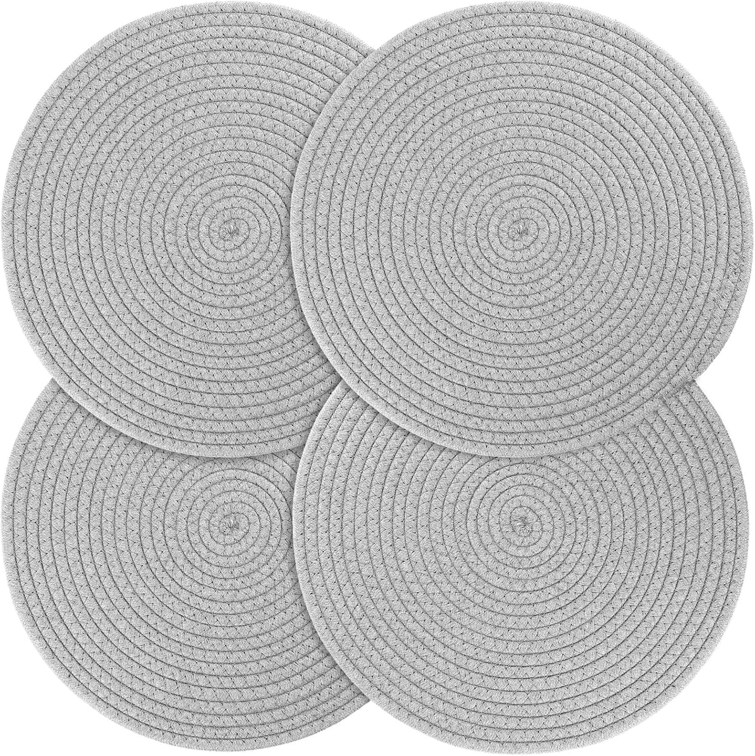 Billbotk Round Woven Placemats Set of 4, 13 Inches Table