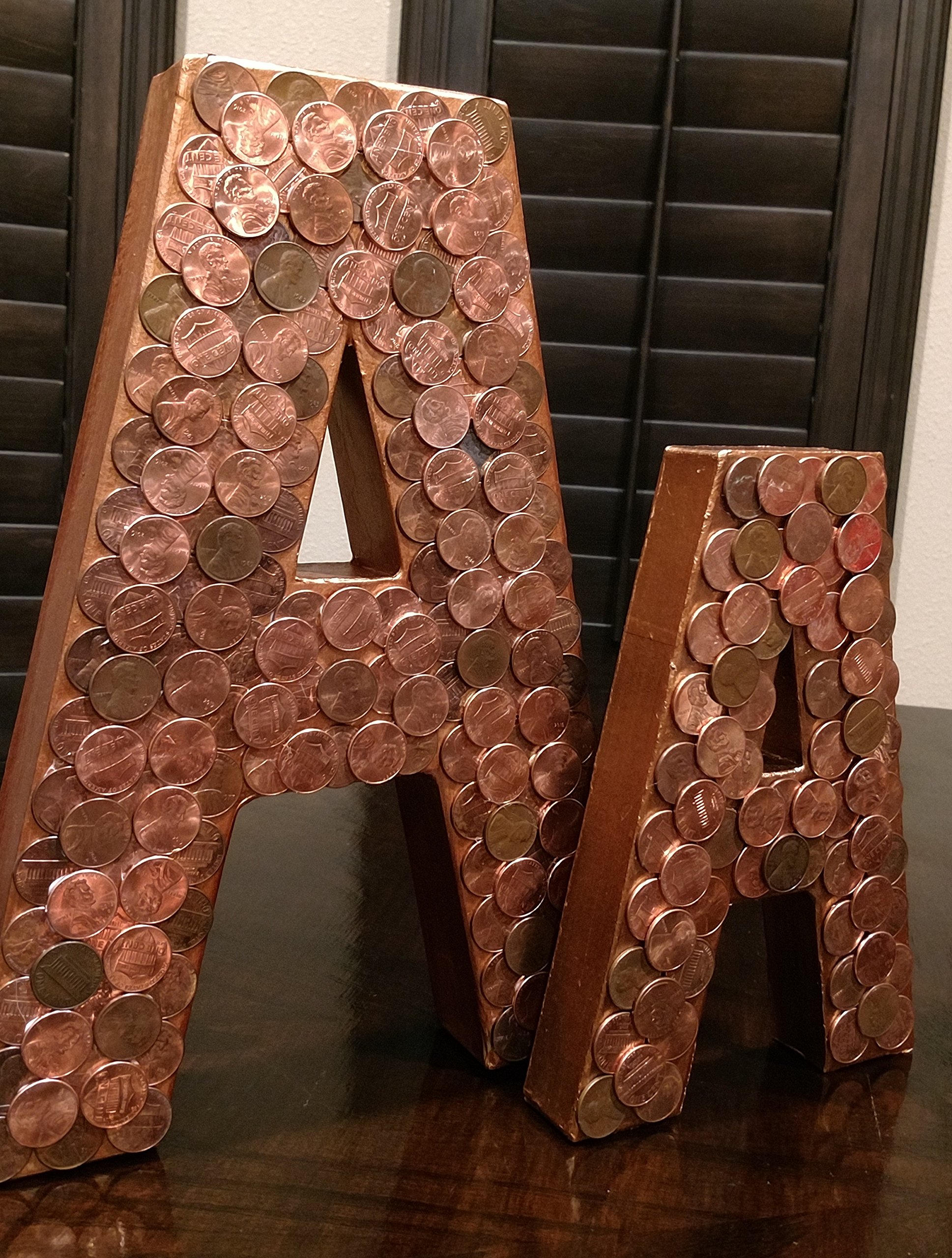12" ONE Decorative Letter, Copper Letter, Penny Monogram, Wall Decor, Wall Accent, Summer Decor, Penny Art