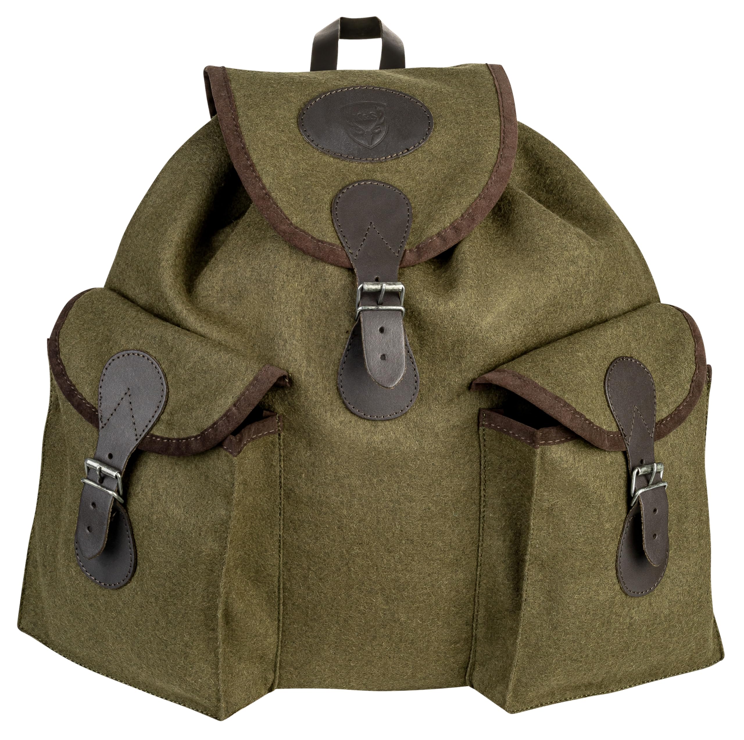 Lodenrucksack Jagd Klassischer Jagdrucksack Vintage Rucksack Loden Wandern Trekking Outdoor mit Schweißeinlage Grün 30L