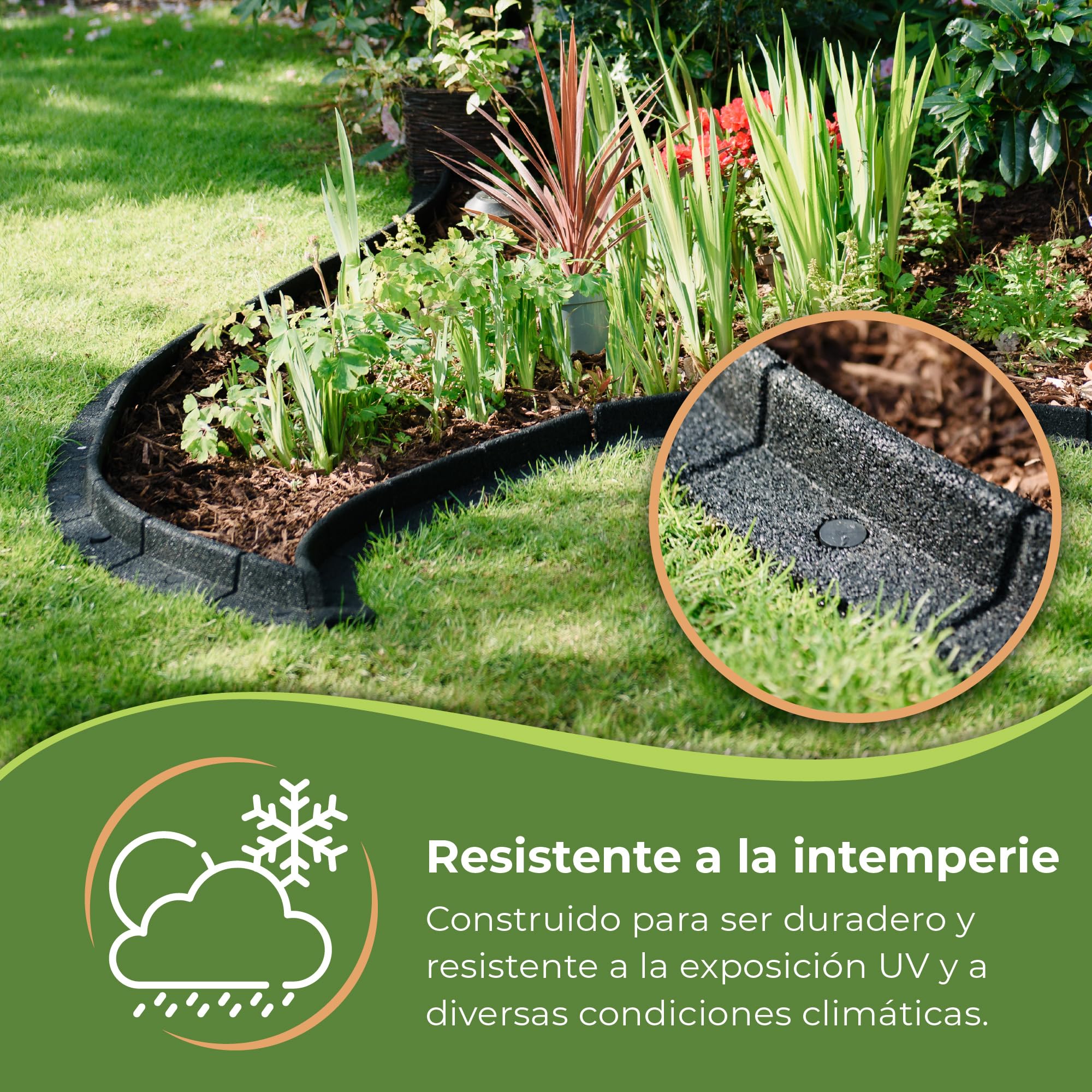 EcoShape FlexiBorder – el Sistema Flexible de Bordes de césped (6 x 1 Metro, Gris)