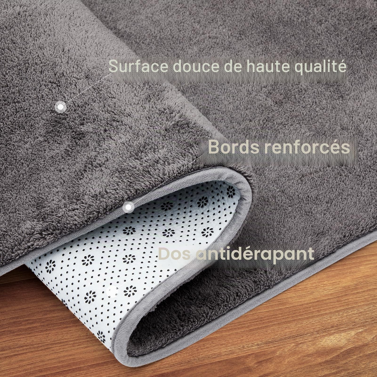 Tapis de Chambre Uni 140x200cm, Super Doux à Poils Courts, Antidérapant et Lavable, Facile à Entretenir, Confortable pour Salle à Manger, Salon, Chambre d'enfant, Bureau, Décoratif, Gris foncé