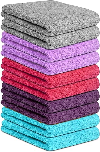 Miniatura 1 de Textila Paquete de 10 paños de rizo de 12 x 12 pulgadas, suaves y absorbentes, perfectos para baño, cara, manos, cocina, spa, hotel, gimnasio y uso