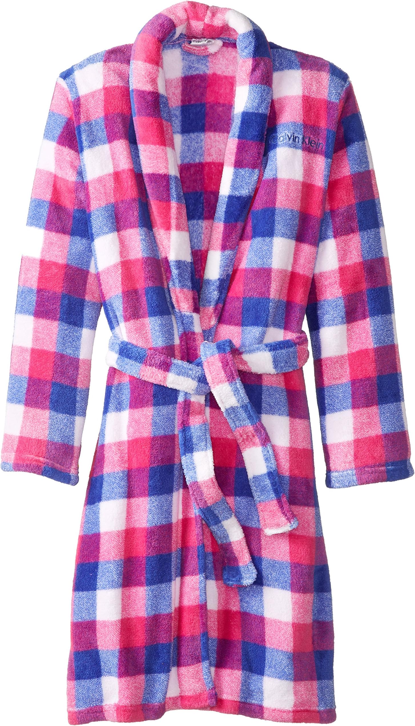 Calvin Klein Big Girls' Plaid Plush Bathrobe