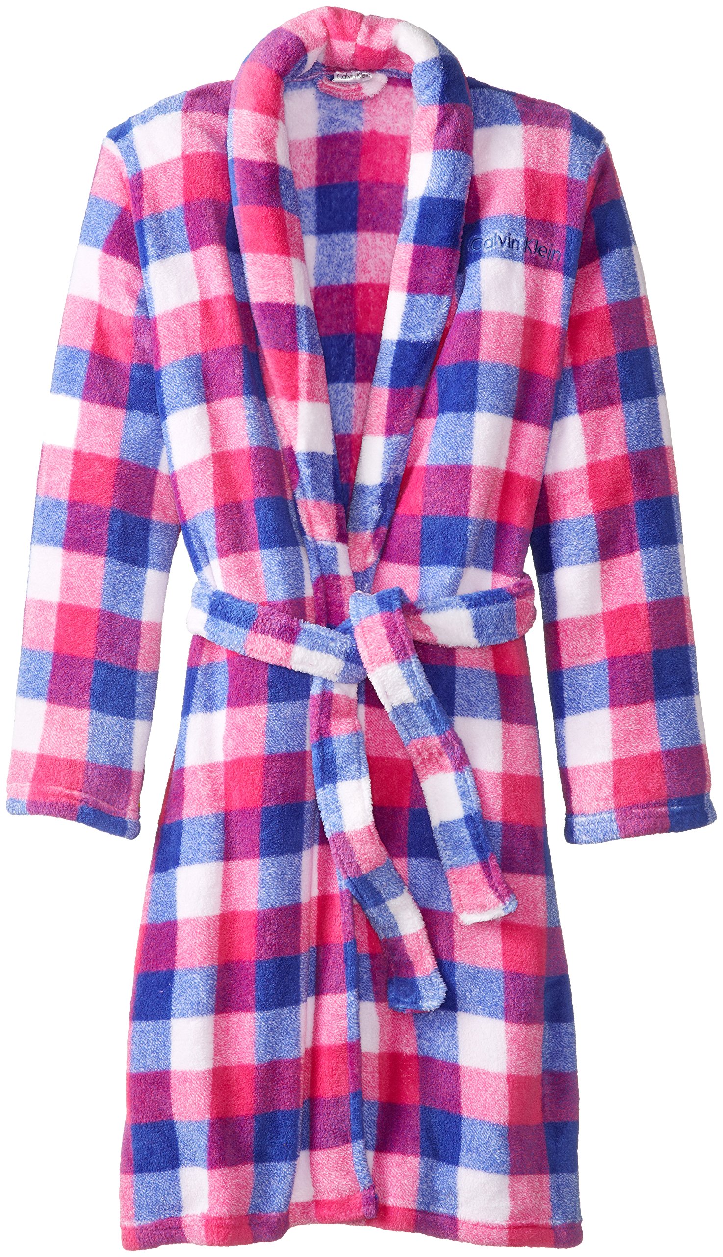 Calvin Klein Big Girls' Plaid Plush Bathrobe