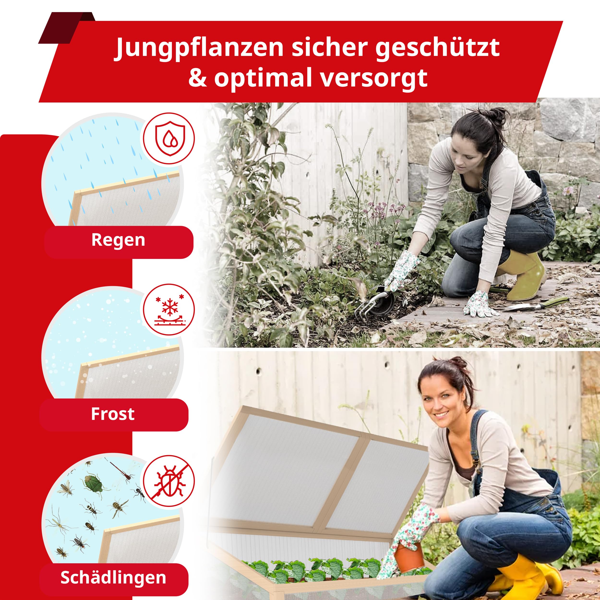 Schroth Home Frühbeet, Frühbeetaufsatz, Frühbeetkasten, Anzuchtkasten für Hochbeet, Blumenkasten, Anzucht Gewächshaus, Hochbeet Abdeckung, Pflanzkasten Minigewächshaus – 120 x 80 x 40 cm