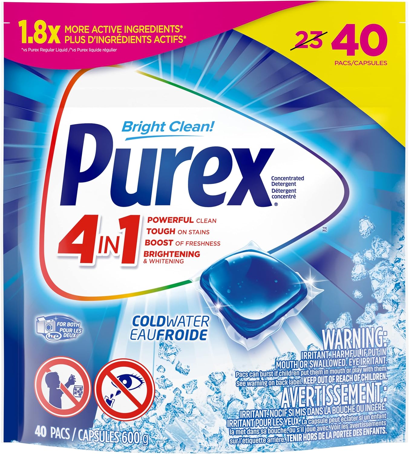 Purex Cold Water 4in1 Laundry Detergent Pacs (40 Washloads), Purex