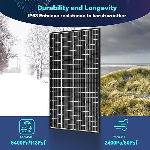 Miniatura 5 de JJN Bifacial - Panel solar de 200 W, 16BB tipo N 200 W, 12 V, 25 % de alta eficiencia, 200 W, módulo solar monocristalino para casa rodante, granja,