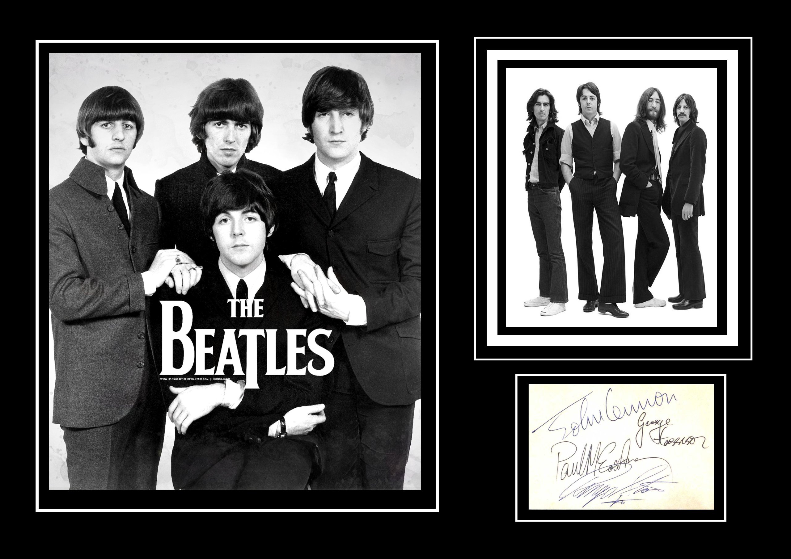 Black Stunning Quality The Beatles Signed/Autographed Photo