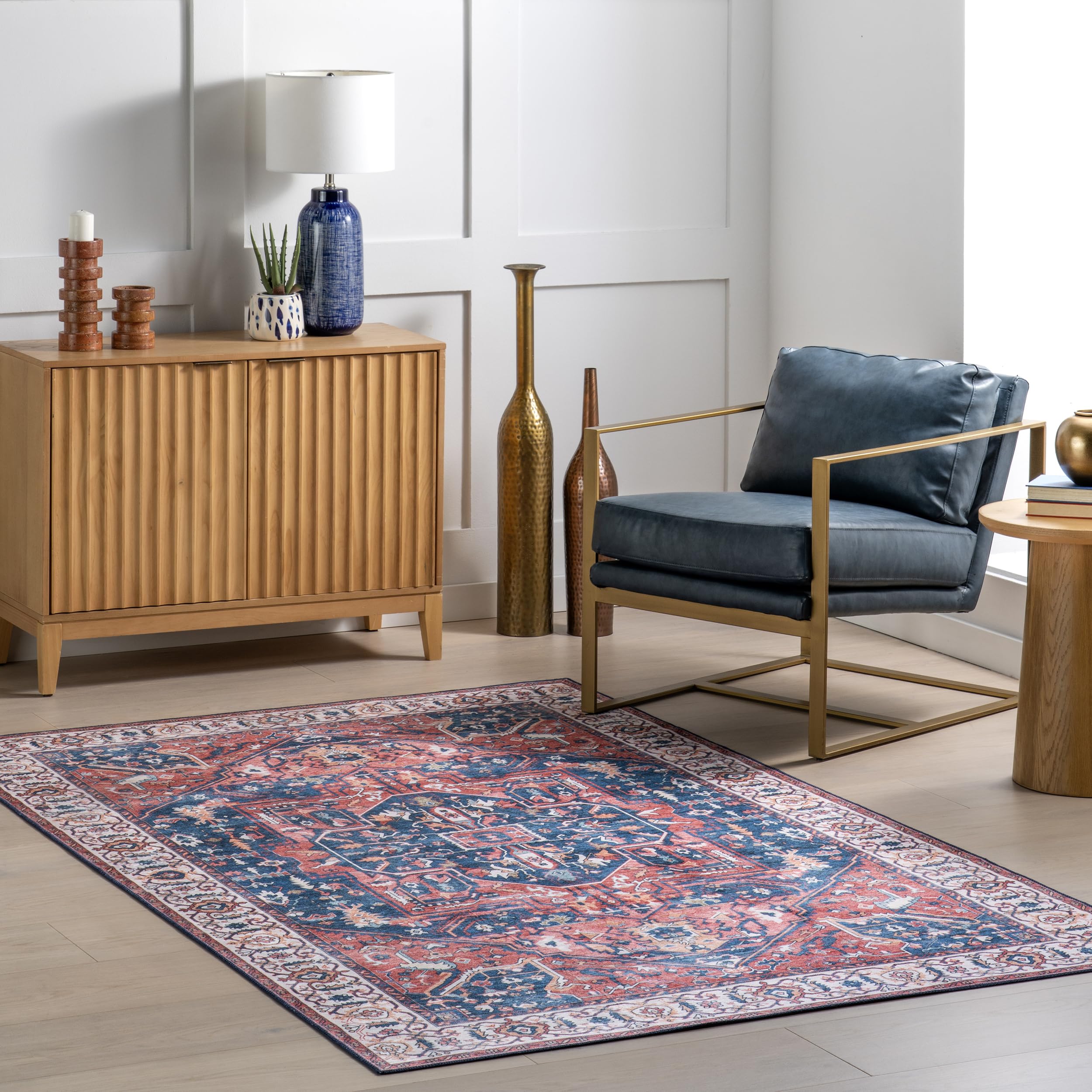 Tapis de couloir lavable de haute qualité Nuloom rouille pour salon et entrée