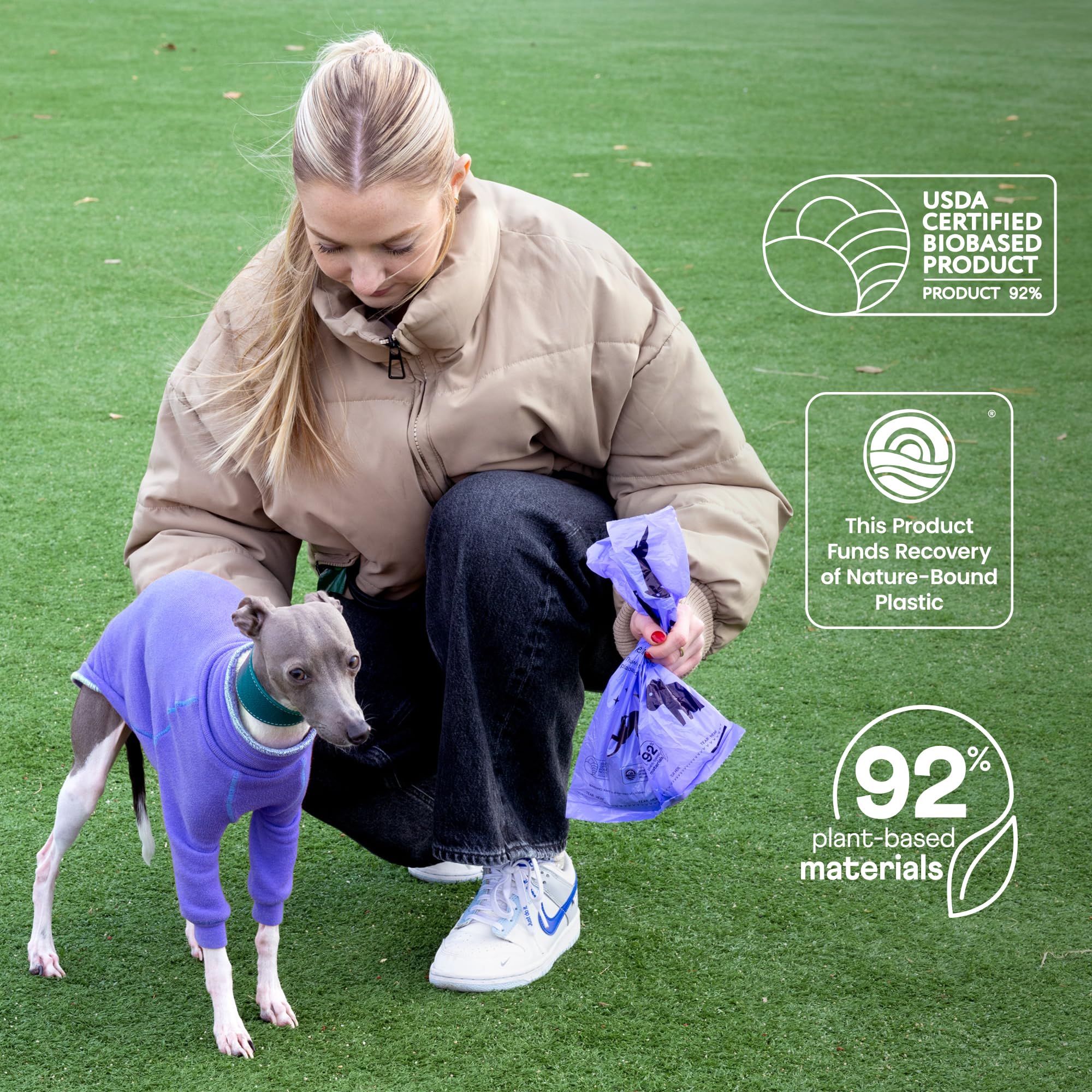 Bolsas biodegradables para excrementos de perro, 92% de base biológica, juego de X
