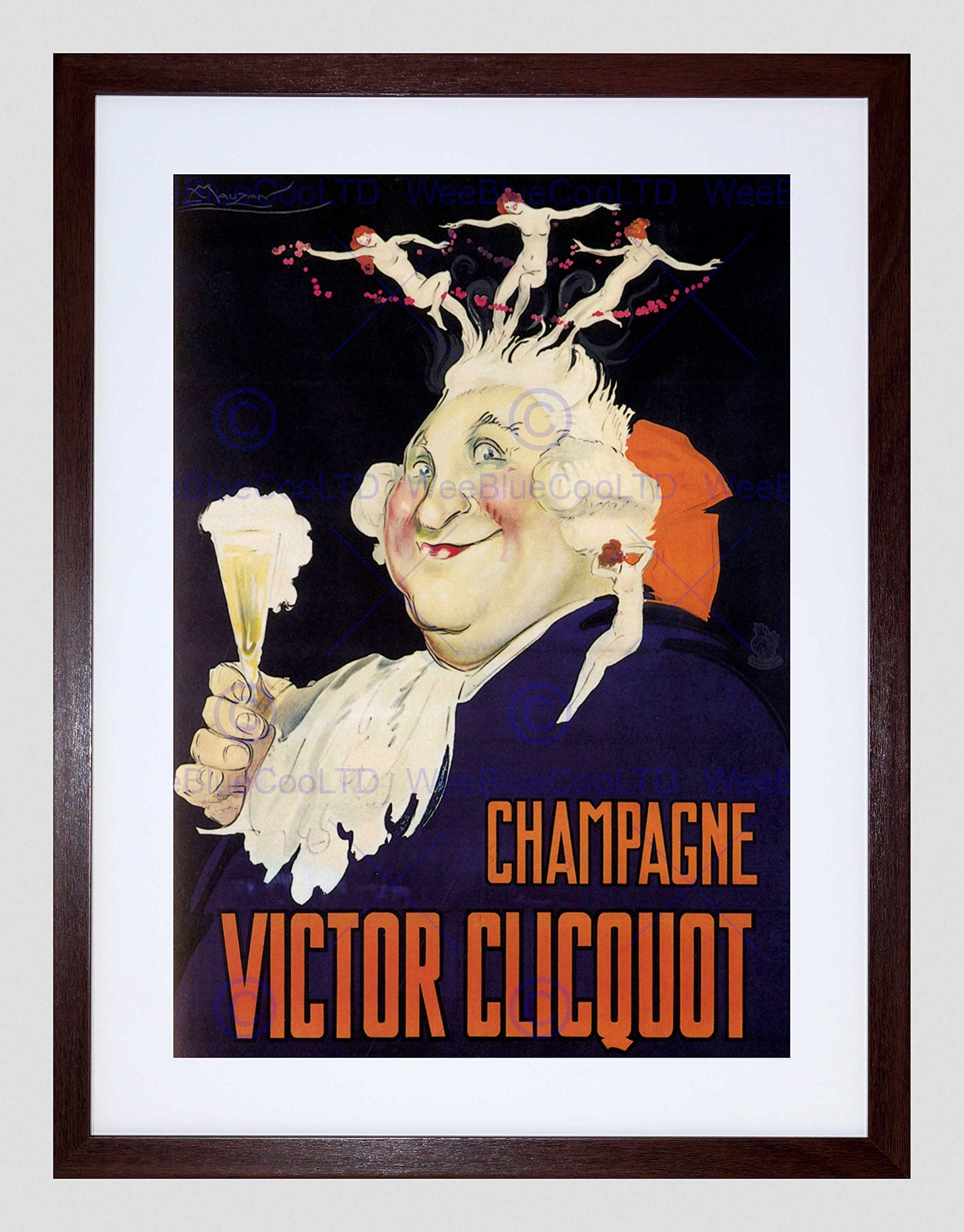Wee Blue Coo Advert Drink Alcohol Victor Cliquot Champagne France Framed Wall Art Print