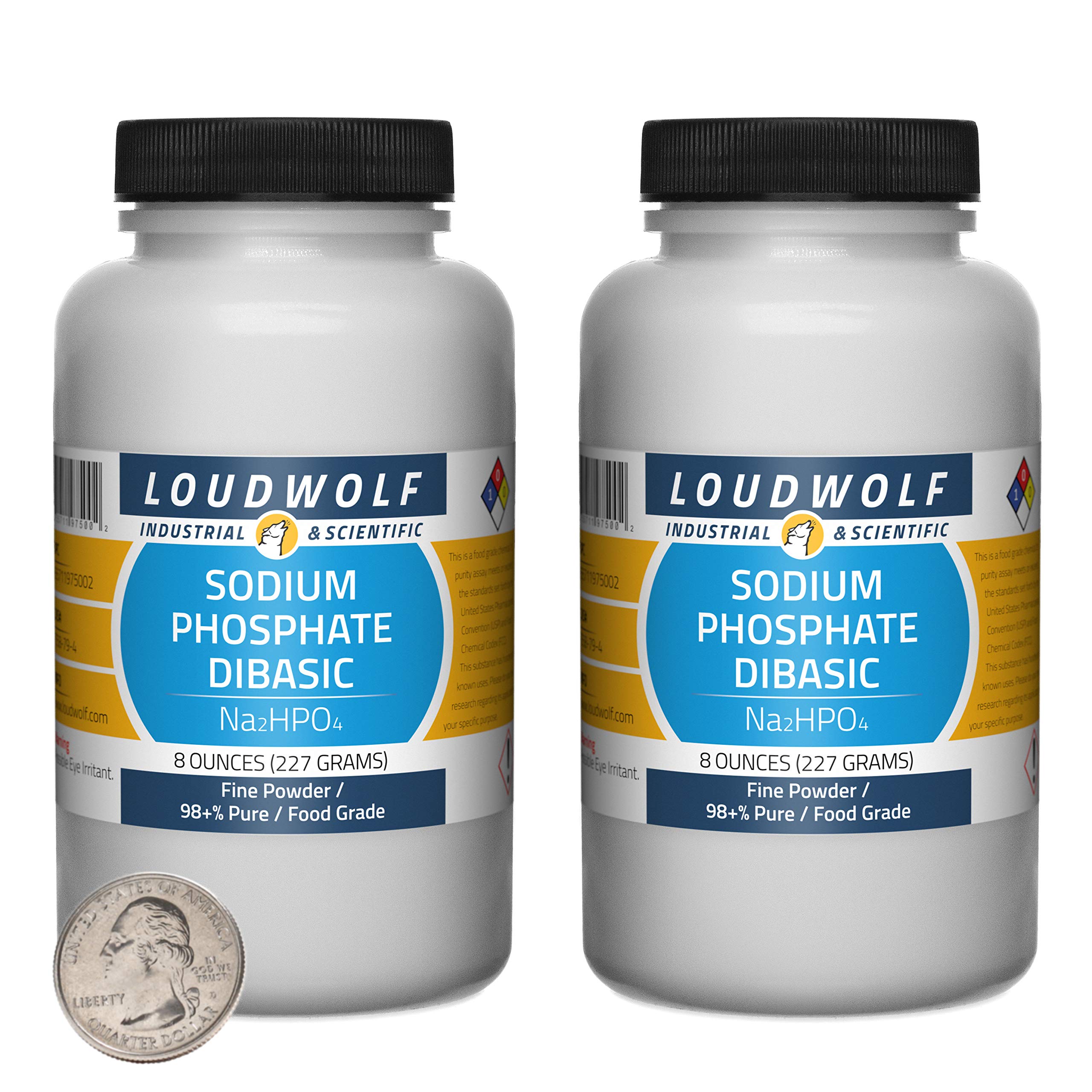 Sodium Phosphate Dibasic / 1 Pound / 2 Bottles / 98+% Pure Food Grade/Fine Powder